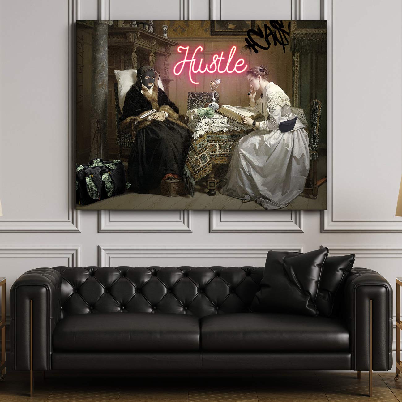 Fellipo Ricci Large Canvas Wall Art - 30x40 Inch Framed Oil Painting Print, Handmade Museum Quality Hustle Cool Artwork for Home Decor, Living Room, Office - Perfect Gift for Housewarming & Interior Design