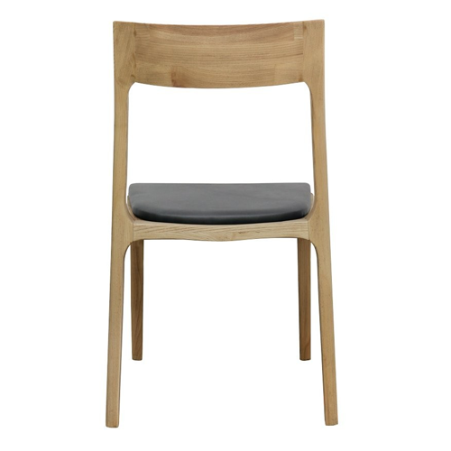 Carson Dining Chair - Natural Wood & Black Leather Upholstery - Modern Kitchen & Dining Room Furniture for Home & Restaurant Use