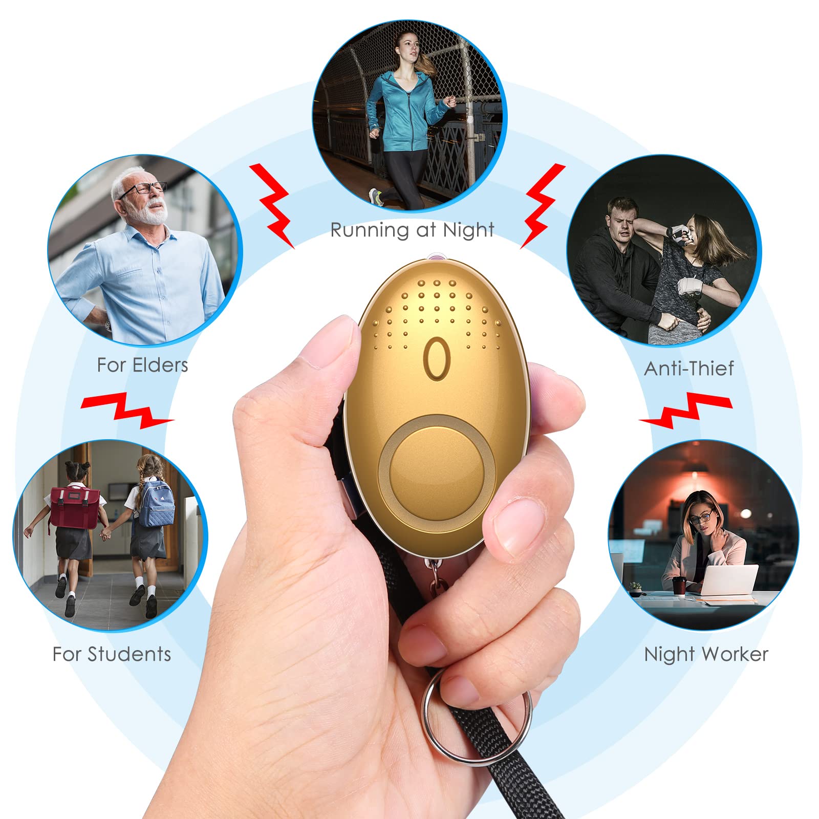 AMIR 10-Piece Safety Keychain Set for Women & Kids - Personal Alarm with Loud Sound for Emergency Protection - Perfect for Walking, Jogging, Night Commutes & Campus Safety