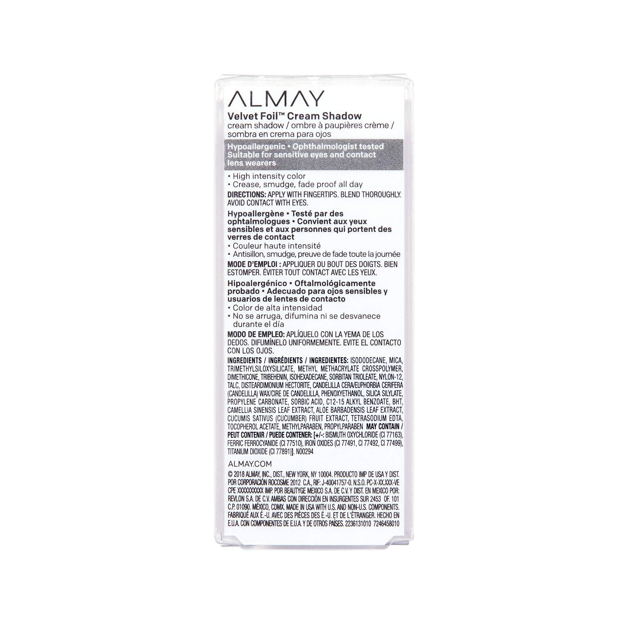Almay Velvet Foil Cream Shadow - End Game Metallic Eyeshadow (0.36 fl oz) | Long-Lasting Cream Eyeshadow for Day & Night Makeup Looks | Perfect for Parties, Date Nights & Special Occasions