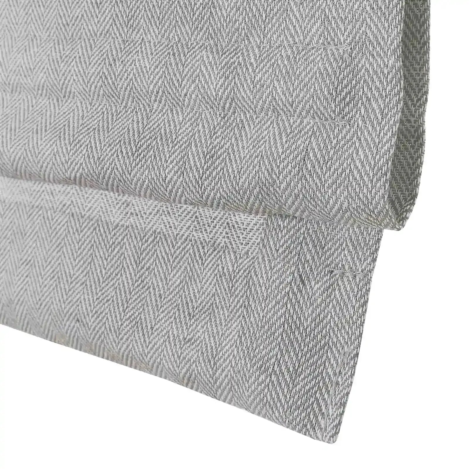 Ron Linen Cotton Herringbone Roman Shade - Cordless Window Treatment for Living Room, Bedroom & Office (Blackout/Sheer Options)
