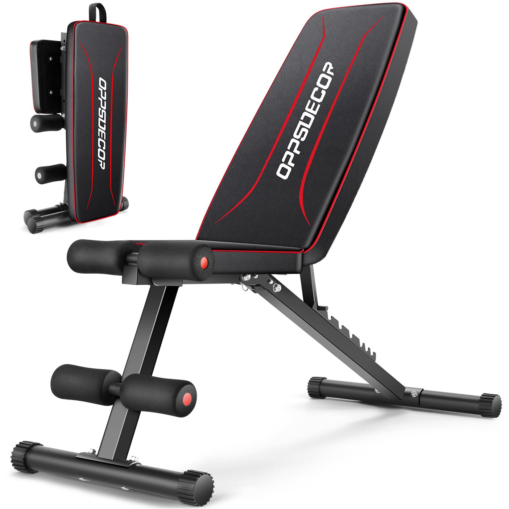 OPPSDECOR Adjustable Weight Bench for Home Gym – 660LBS Capacity, Fast Foldable Workout Bench Press for Full Body Strength Training – 8 Position Incline/Flat/Decline Sit Up Bench – Perfect for Home Workouts, Strength Training & Fitness Enthusiasts