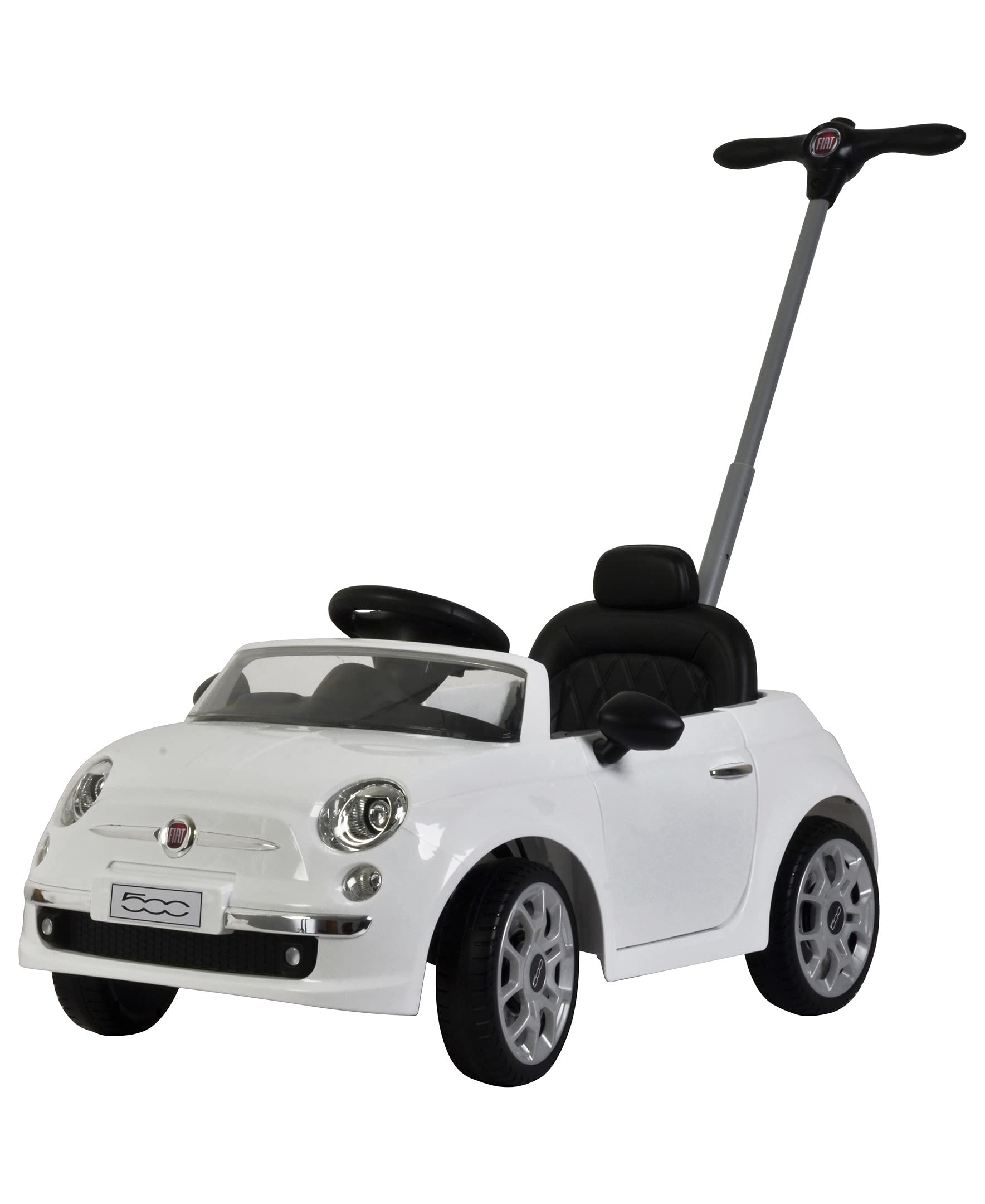 Best Fiat 500 Ride On Push Car for Kids - Adjustable Footrest & Handle, Built-in Horn & Music, Stable Wheels - Toddler Stroller Toy for Ages 2-3 Years (37