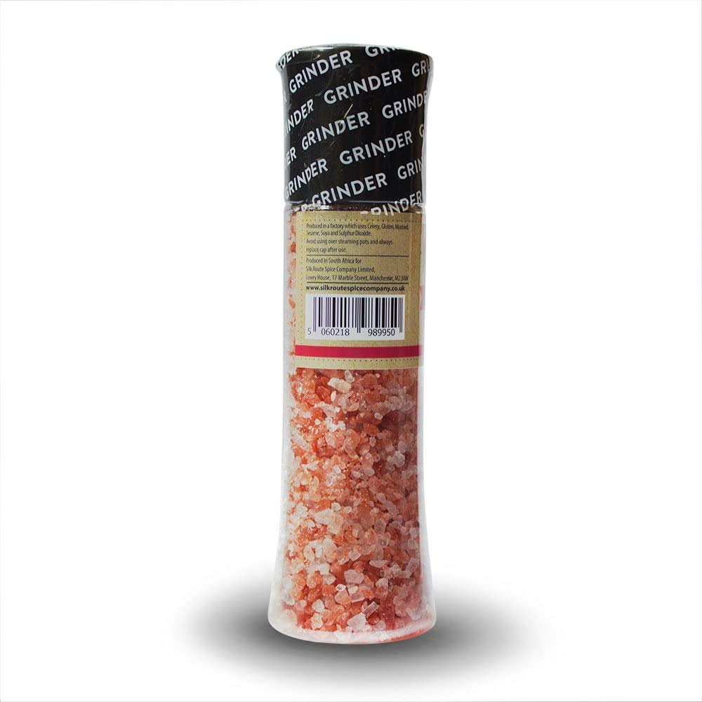 Premium Himalayan Pink Salt Grinder - 13.8oz (390g) Natural Rock Salt Mill with 84 Essential Minerals | Easy-Use Kitchen Spice Grinder for Cooking, Baking & Gourmet Dishes