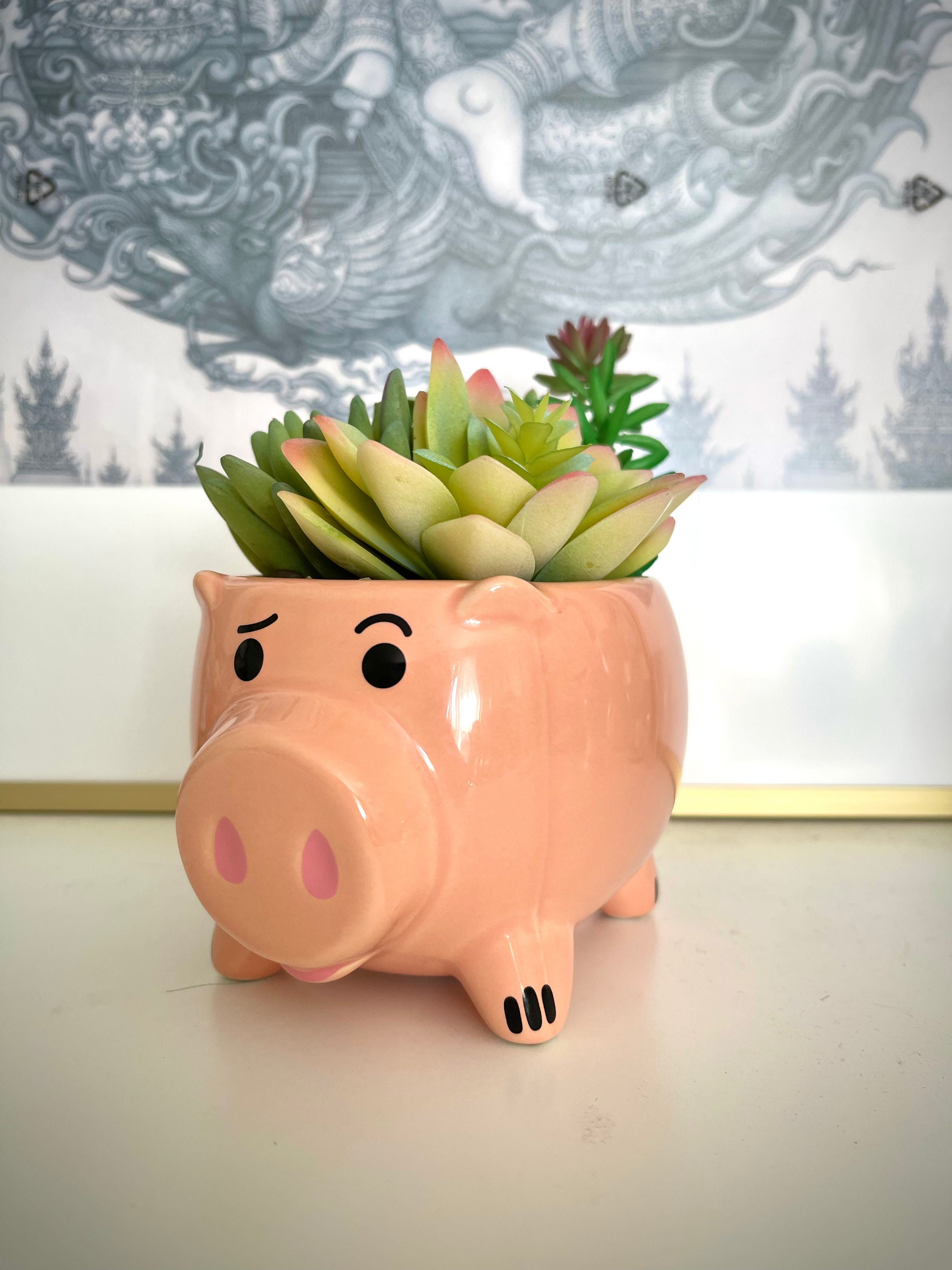 Disney Japan Hamm the Pig Succulent Planter - Cute Flower Pot for Home Decor, Office Desk, Garden & Gift Ideas