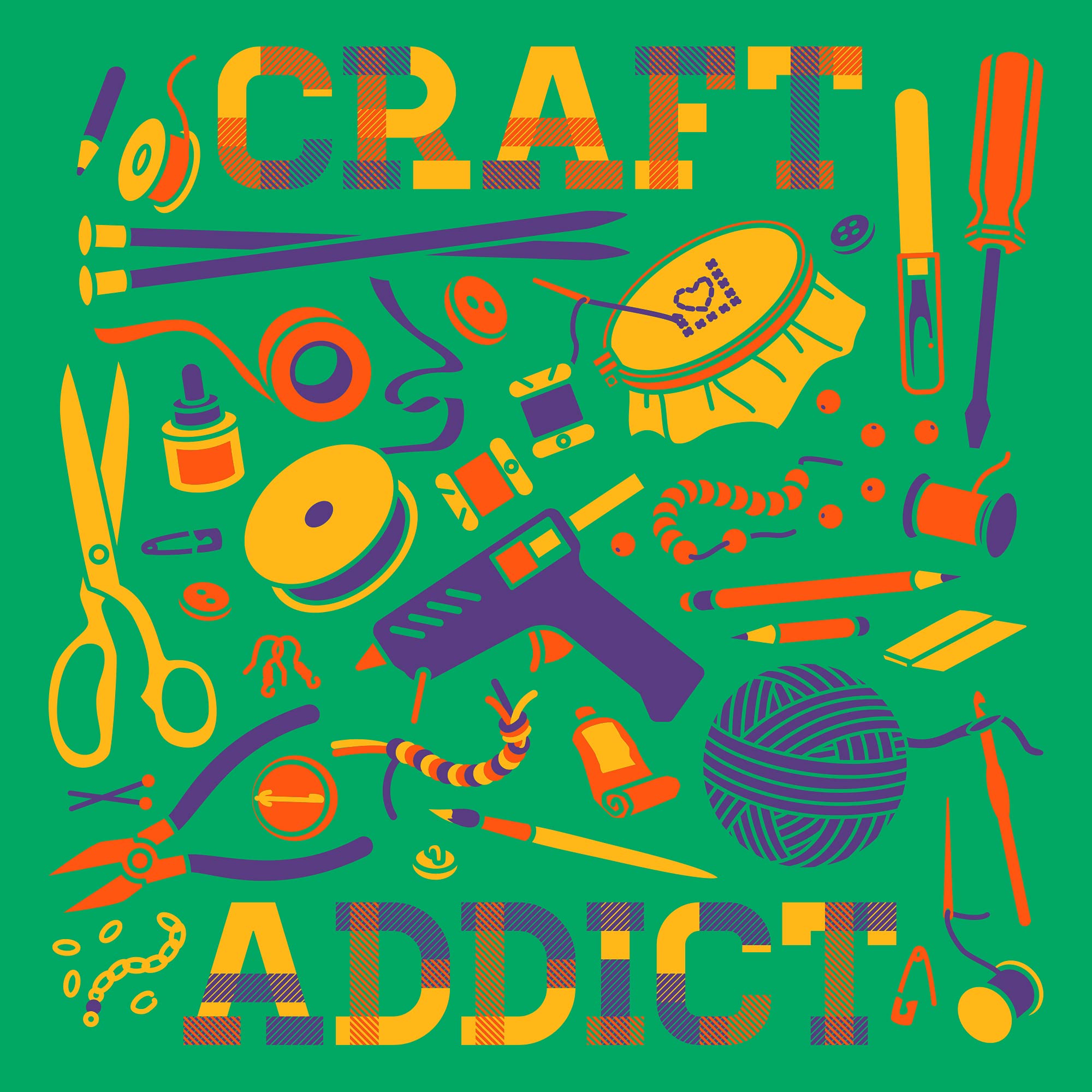 Craft Addict - Premium Arts & Crafts Yarn & Sewing Tools Kit for DIY T-Shirt Making | Perfect for Knitting, Crochet & Fabric Projects