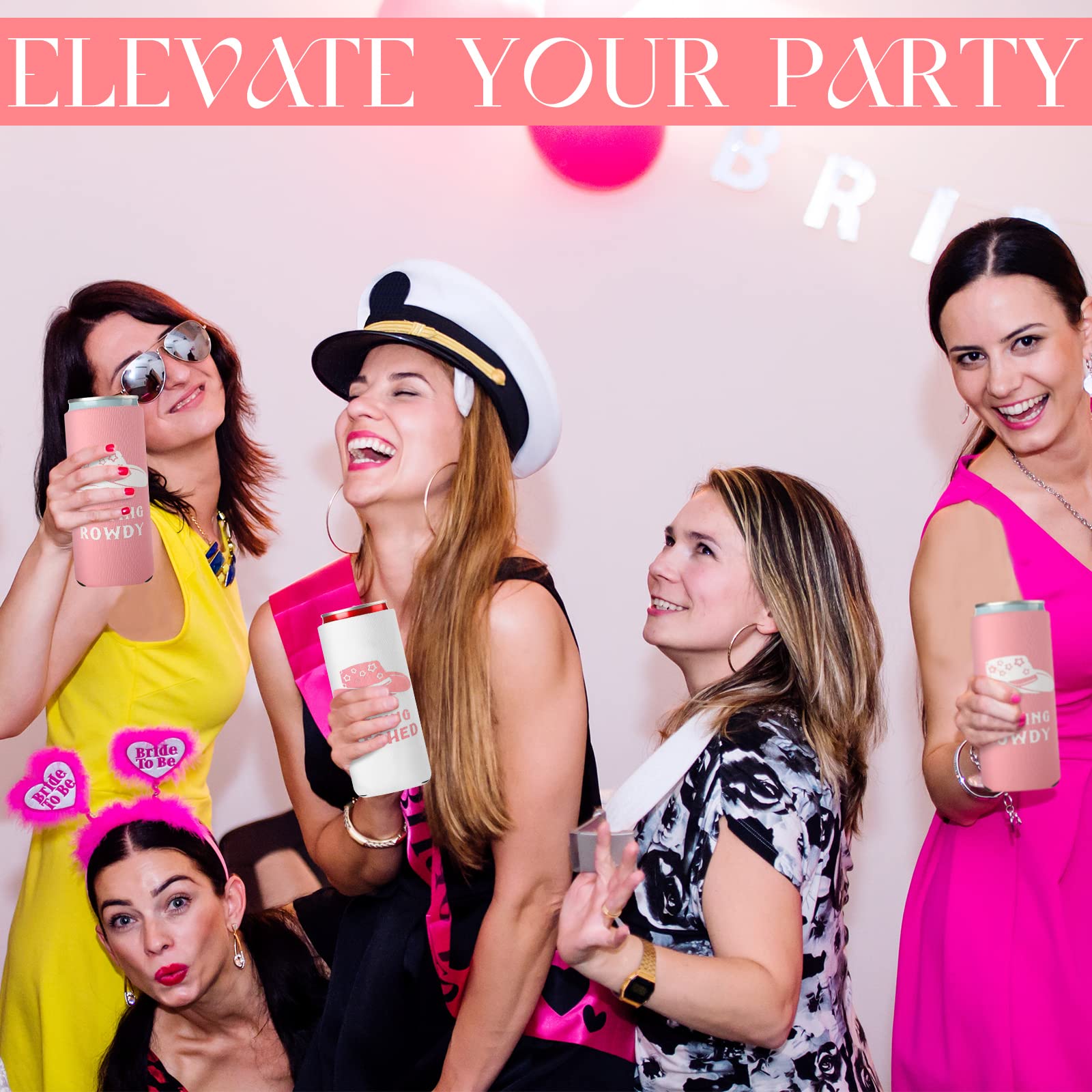 11-Piece Bachelorette Party Can Coolers Set - Insulated Neoprene Drink Sleeves for Beer & Soda Cans - 