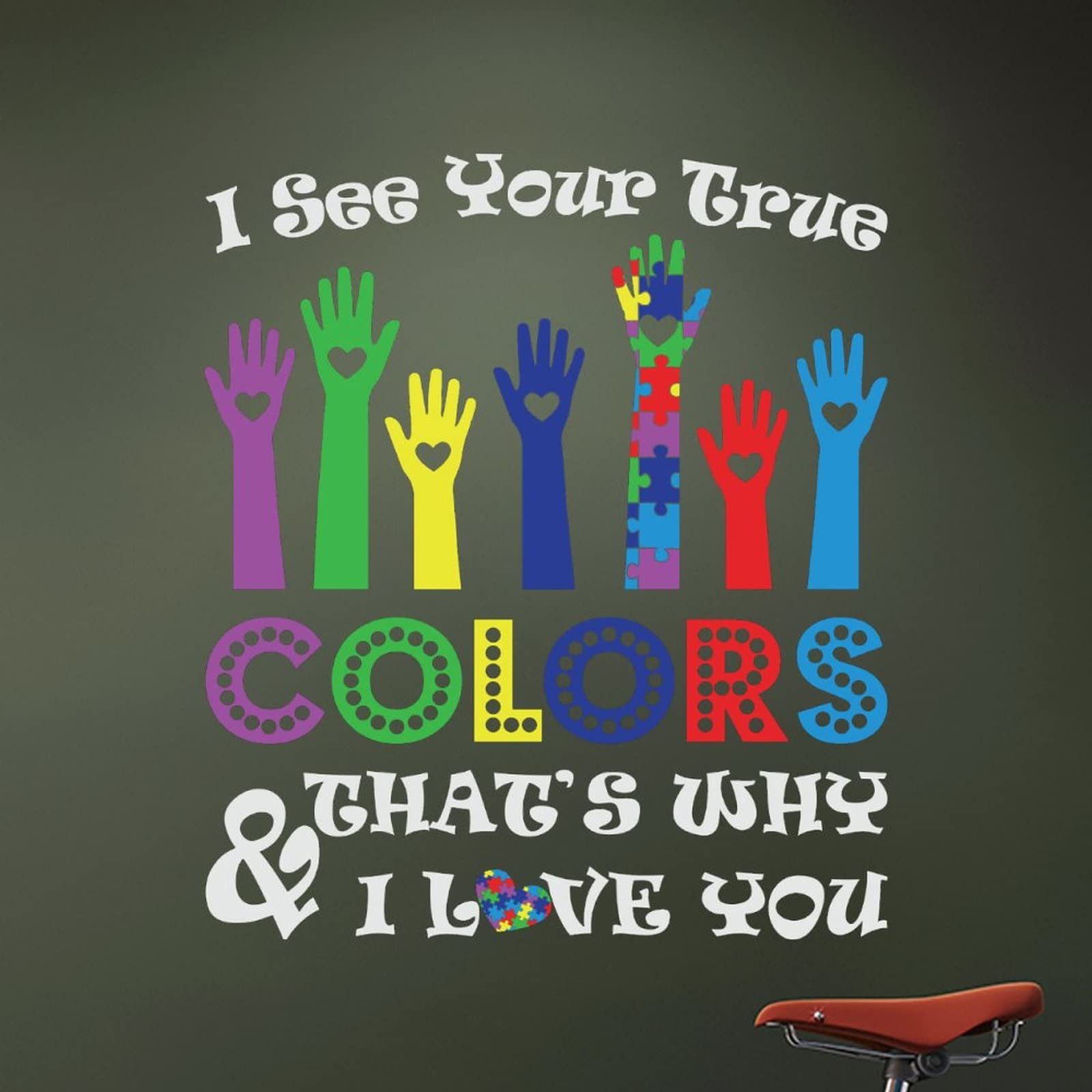 Autism Awareness Wall Decal - True Colors Puzzle Piece Vinyl Sticker for Home, Nursery, Bedroom & Living Room Decor | Support Autistic Individuals with Inspirational Wall Art