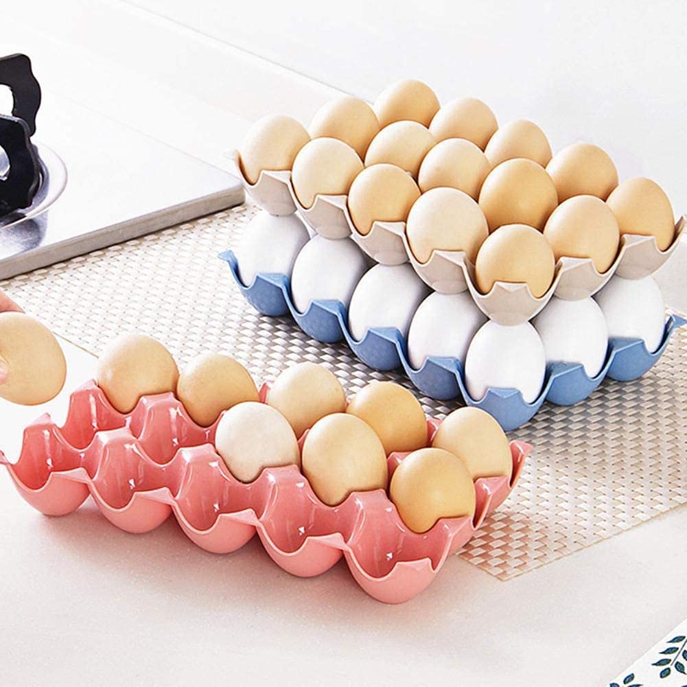 SHOPECOM 15-Egg Storage Container with Lid – Refrigerator Egg Holder Tray Bin for Kitchen Organization (Color May Vary, 2-Pack) – Perfect for Fridge Storage & Breakfast Meal Prep