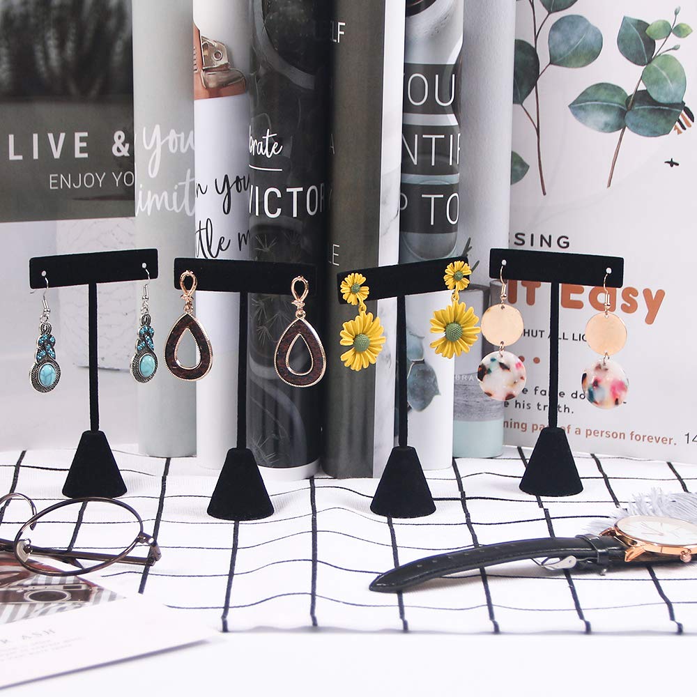 4Pcs T-Shaped Earring Stand Holder - Jewelry Organizer for Stud & Hoop Earrings (4.5 Inch Height) - Perfect for Boutique Displays, Home Organization & Gift Packaging