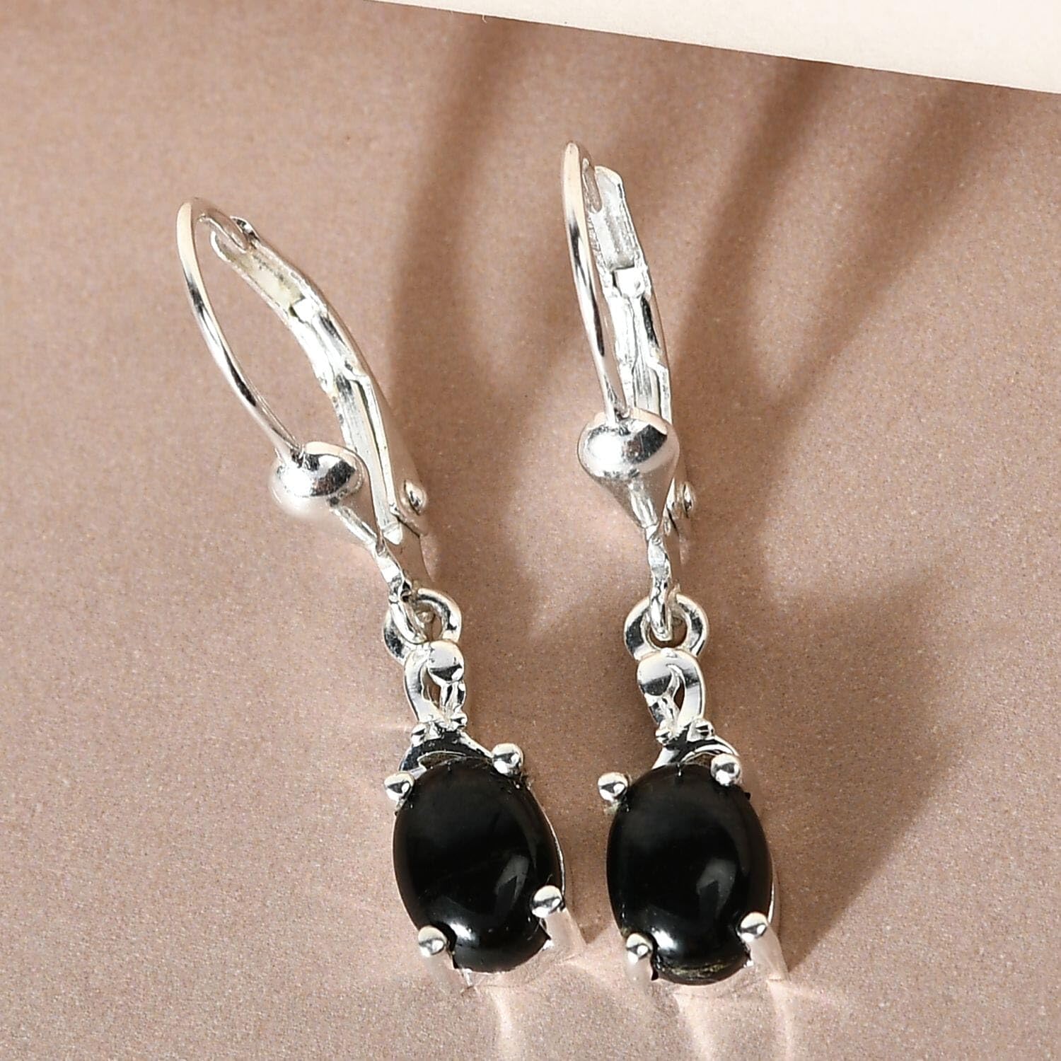 925 Sterling Silver Black Tourmaline Dangle Earrings for Women | Leverback Crystal Jewelry | Birthday Gift for Her | Perfect for Everyday Wear, Date Nights & Special Occasions