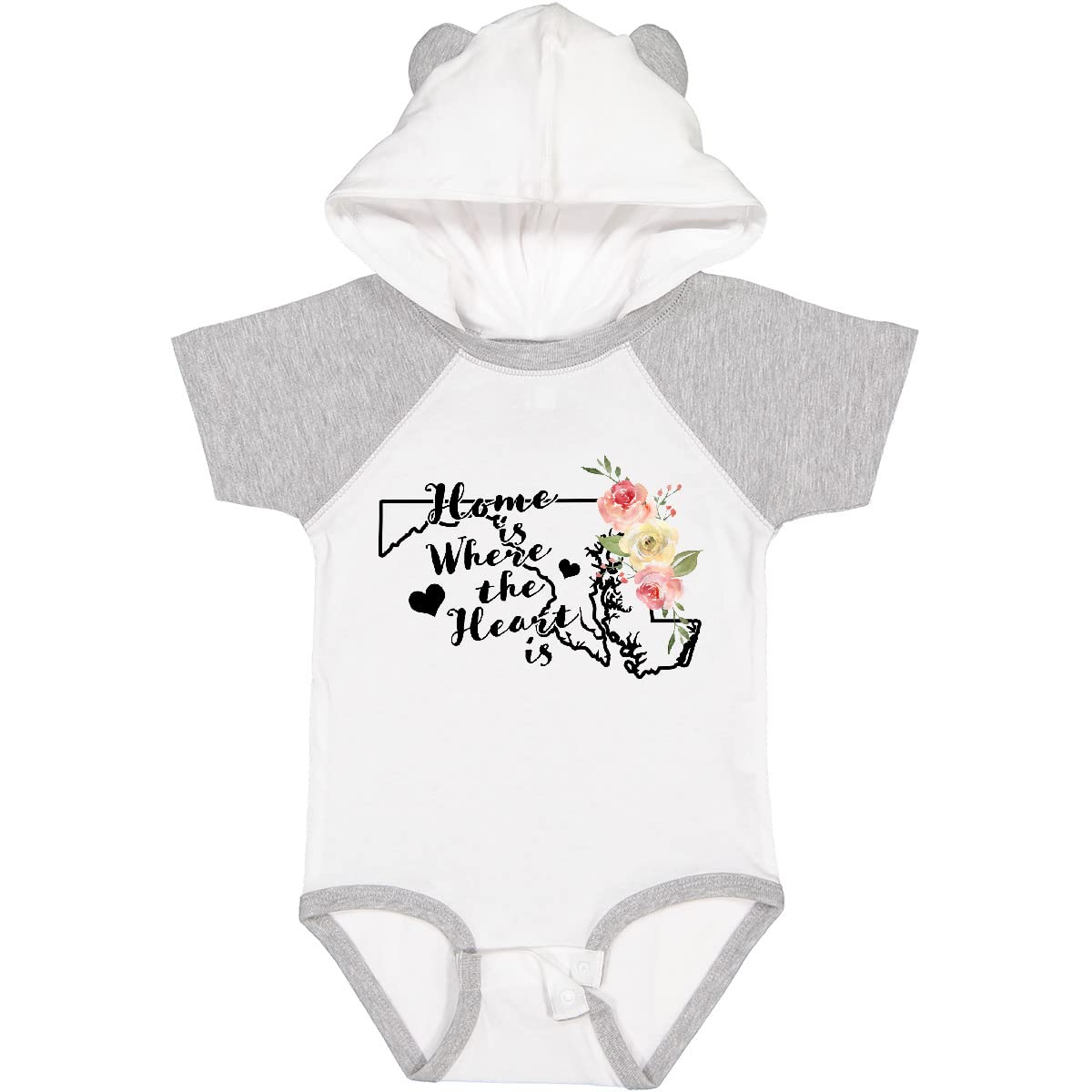Inktastic Maryland Home is Where The Heart is Watercolor Baby Bodysuit - Soft Cotton Infant Onesie for Newborns & Toddlers - Perfect for Family Photos, Holidays & Everyday Wear
