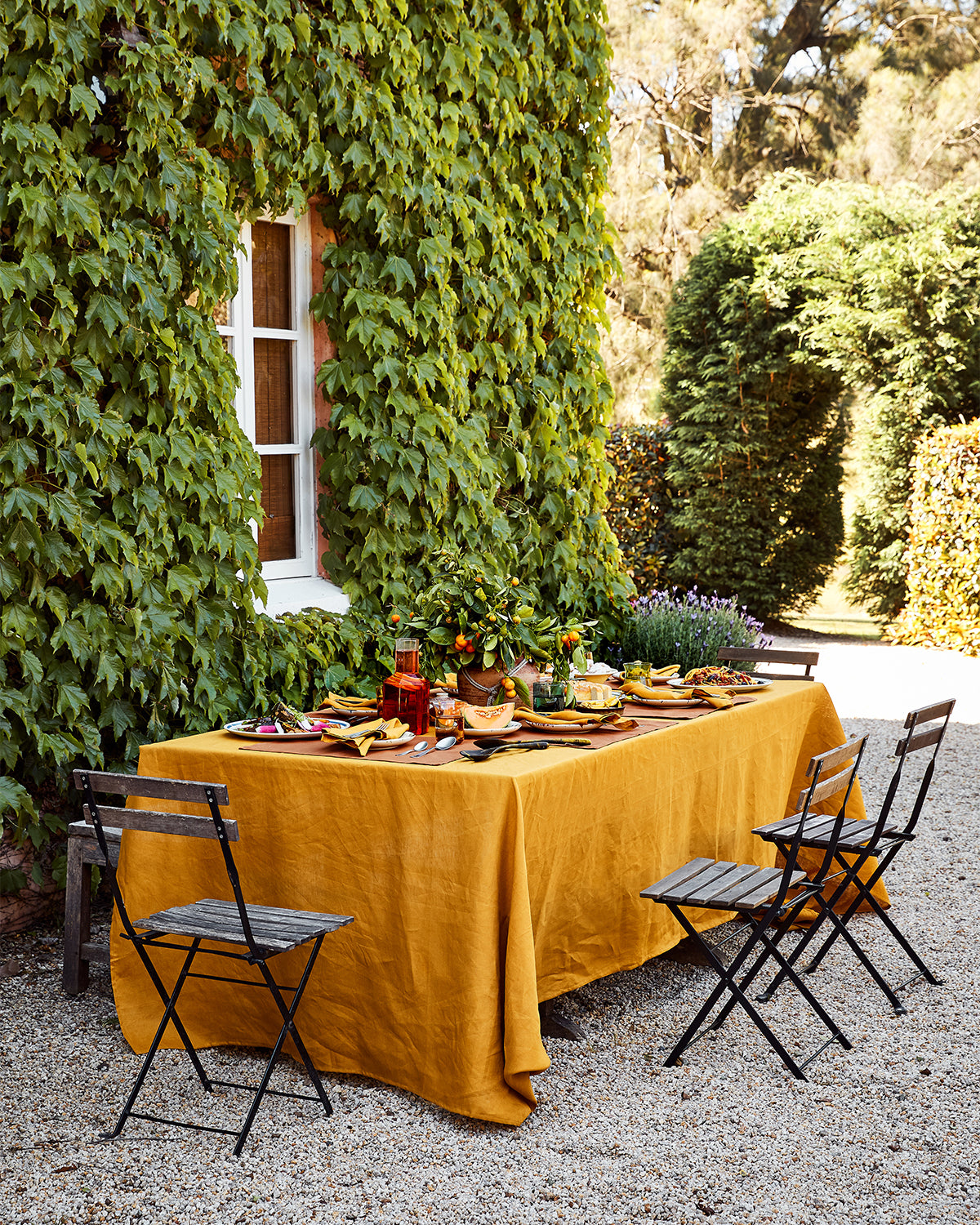 100% Organic Turmeric-Dyed French Flax Linen Napkins Set of 4 - Eco-Friendly Table Linens for Dinner Parties, Weddings & Home Decor
