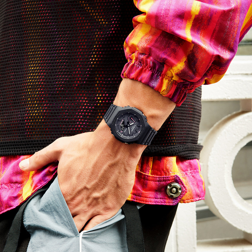 G Shock GA2100P-1A Blazing Pink 'CasiOak' Digital Analog Watch - Stylish & Durable for Outdoor, Sports & Everyday Wear