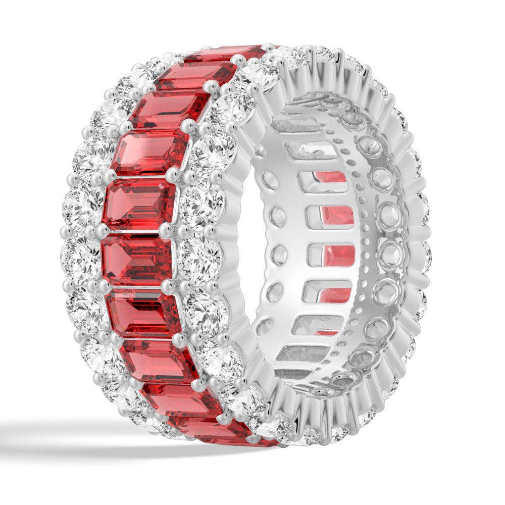 15.4 CT Lab-Created Baguette Gemstone Eternity Band for Women - Sparkling Wedding Ring, Anniversary Gift & Special Occasion Jewelry