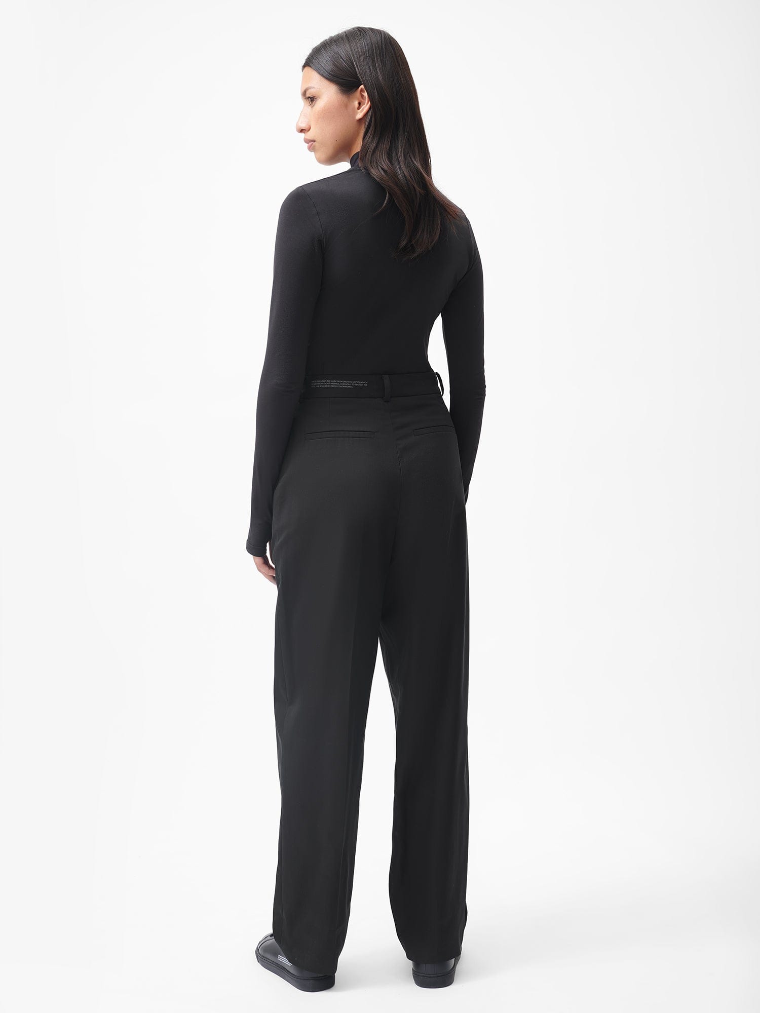 Women's Organic Cotton Tailored Trousers - Black | High Waist Slim Fit Work Pants for Office & Business Casual Outfits