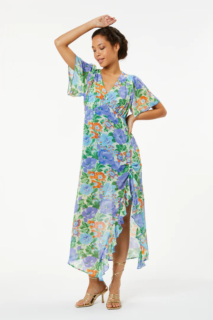 Eunice Floral Print Long Maxi Dress for Women - Elegant Purple Bohemian Style - Perfect for Beach Vacations, Summer Parties & Casual Outings