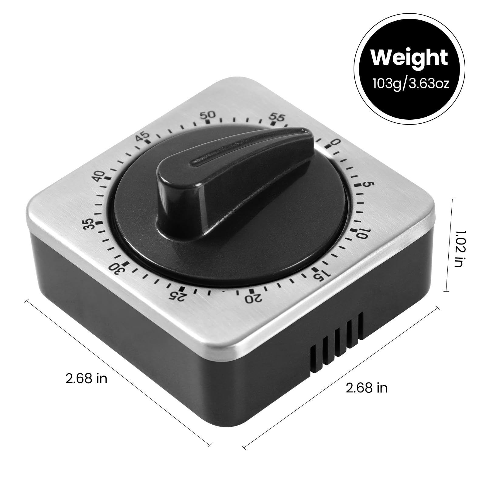 Mechanical Kitchen Timer for Cooking - Loud Alarm, No Batteries Needed - Magnetic Backing & Stainless Steel Body - Perfect for Baking, Grilling, and Meal Prep Countdowns