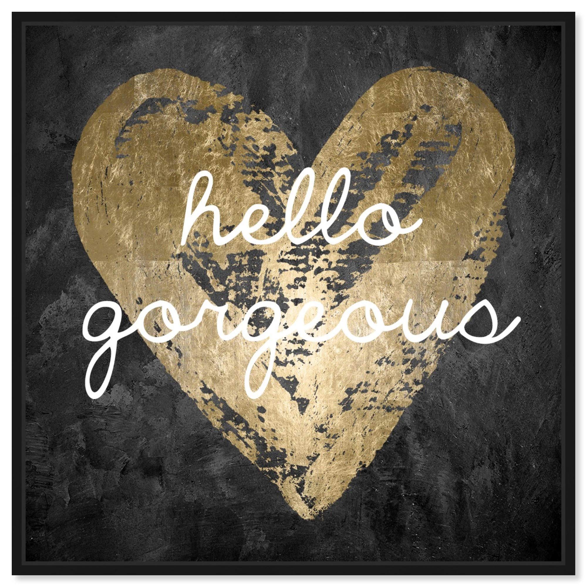 Oliver Gal Artist Co. 'Gorgeous Salute' Typography Framed Wall Art - 12x12 Inch Gold & Black Canvas Print with Inspirational Quotes, Home Decor for Living Room, Bedroom or Office