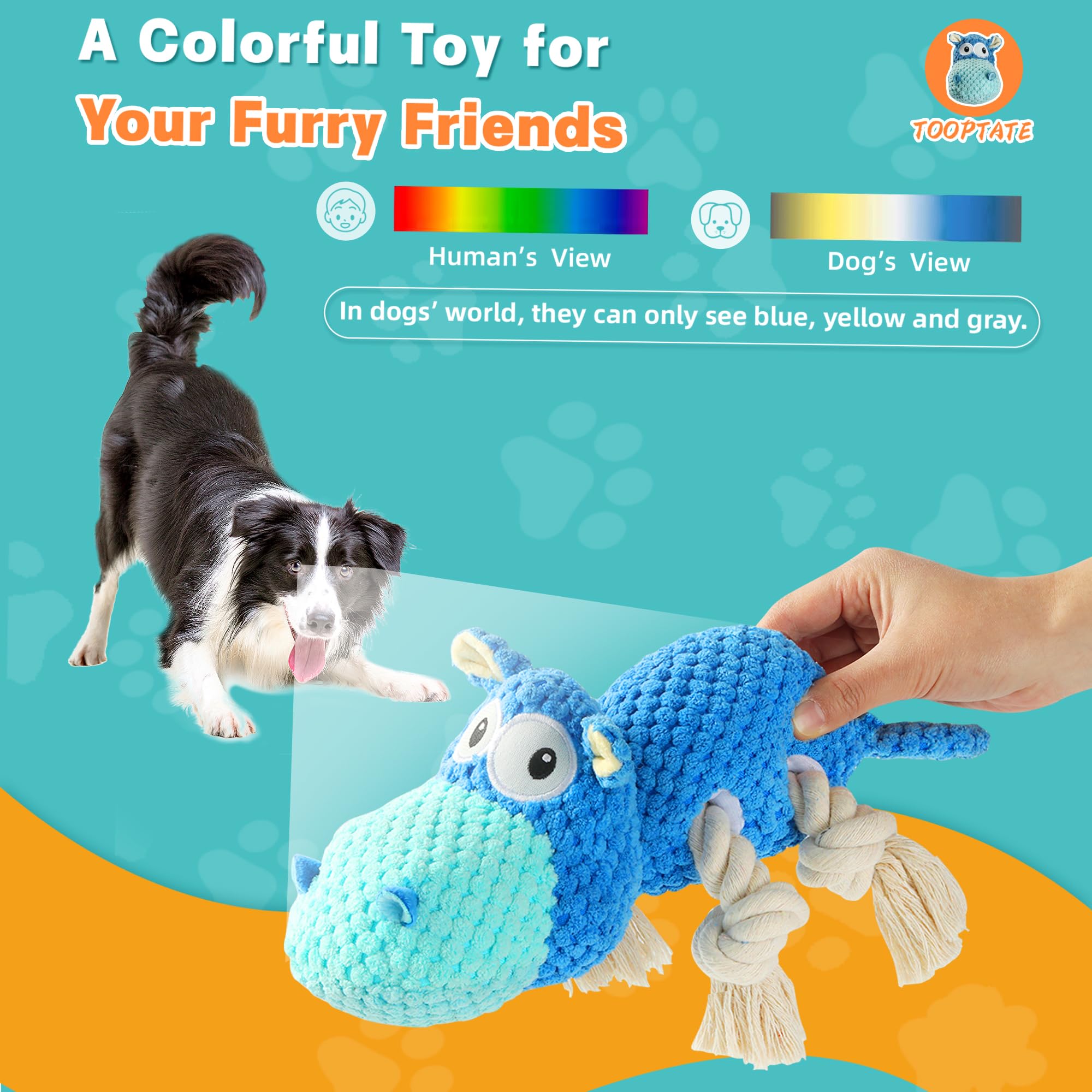 **Durable Squeaky Plush Dog Toys for Large, Medium & Small Dogs - Interactive Chew Toy for Puppies & Adult Dogs - Blue Large Stuffed Animal for Playtime & Training**