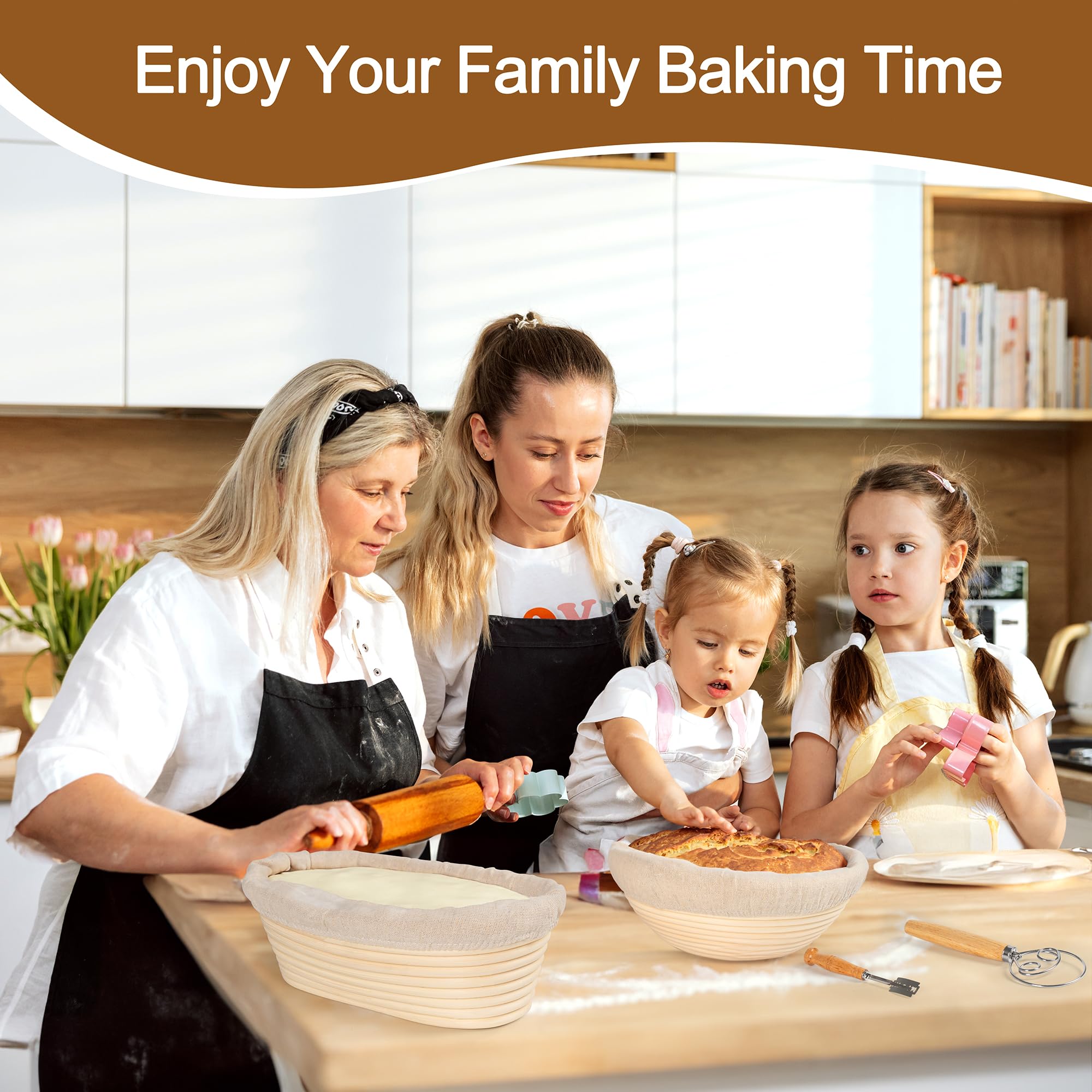 Premium Sourdough Bread Proofing Basket Set - 9