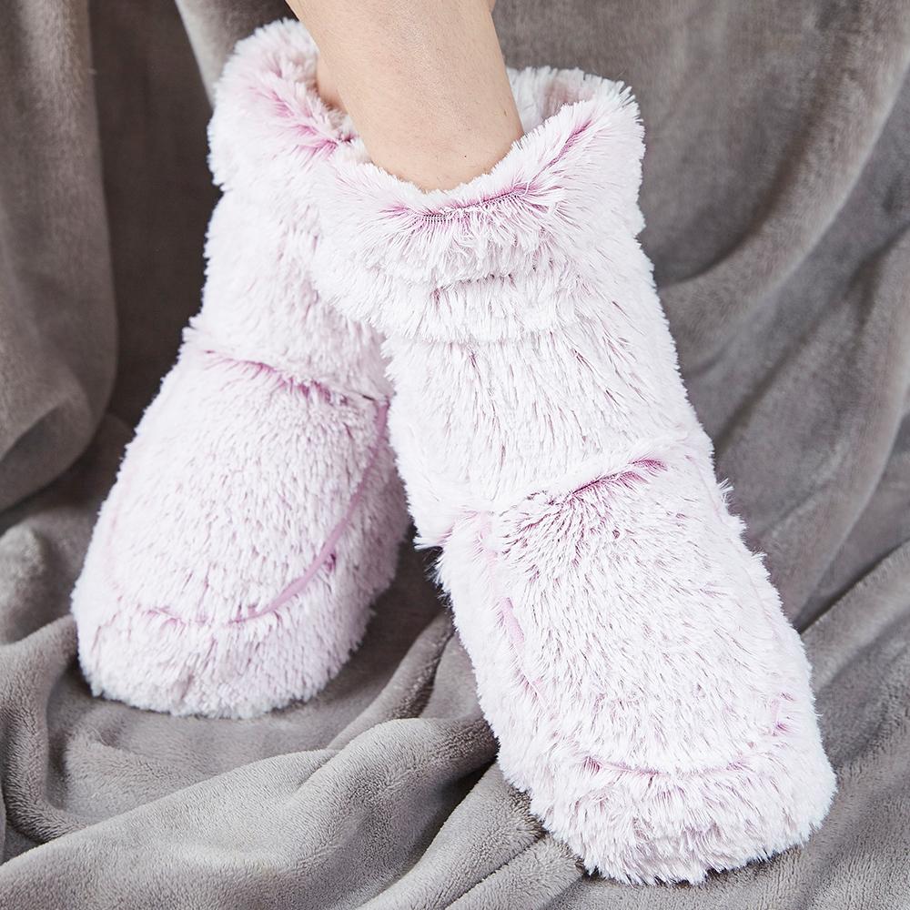 Luxury Heated Marshmallow Pink Cozy Winter Boots for Women - Soft Plush Indoor/Outdoor Slippers for Home, Office & Travel