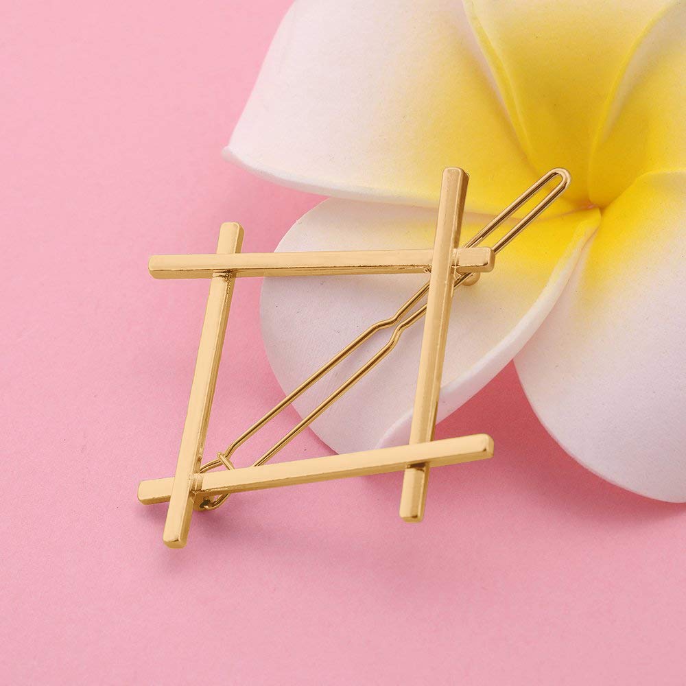 Stylish Gold Tone Square Geometric Hair Clip for Women & Girls - Hair Pin & Clamps for Parties, Weddings & Everyday Wear