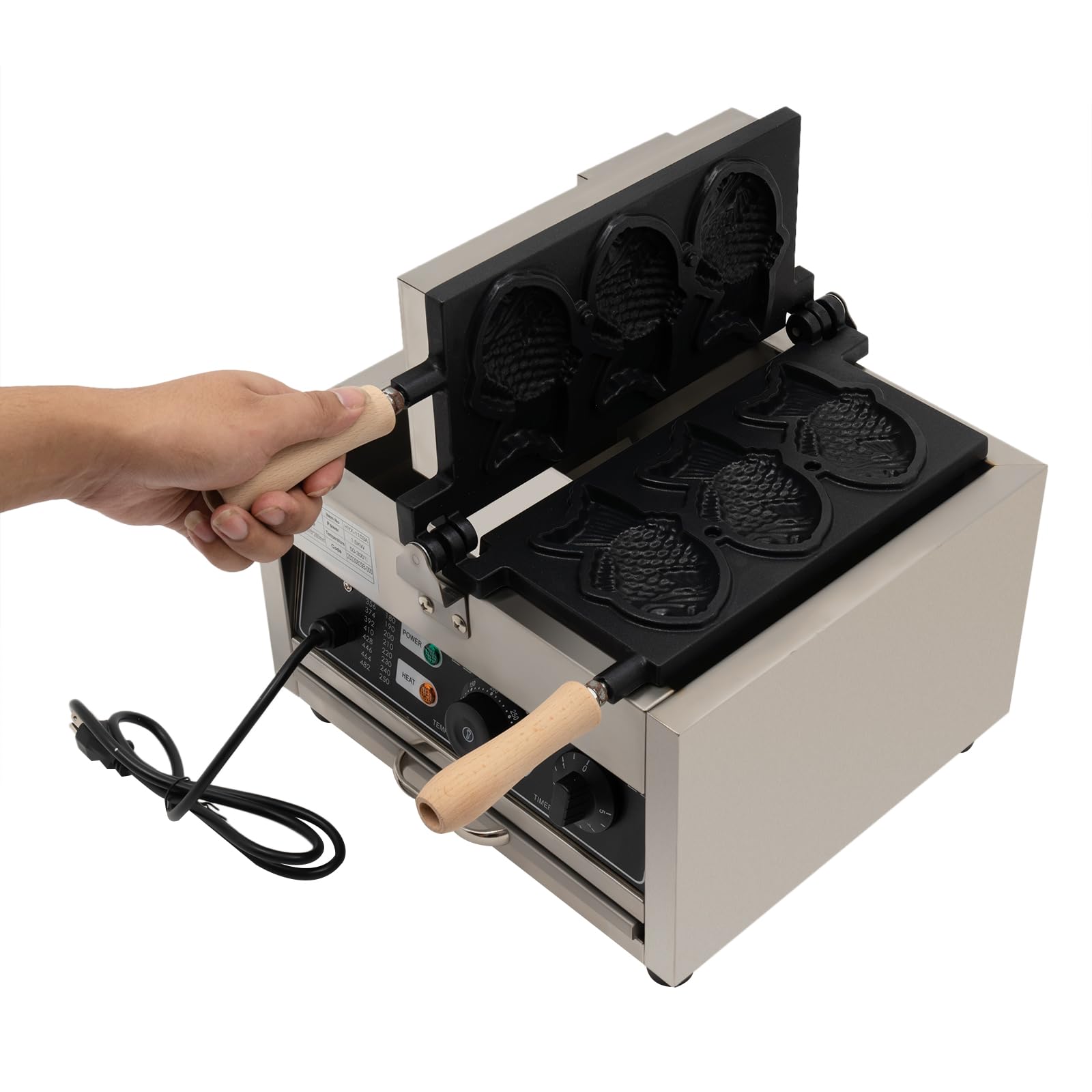 Commercial Electric Waffle Maker - Nonstick 3-Piece Fish-Shaped Waffle Iron Machine for Japanese Taiyaki, Pancakes & Bubble Waffles | Perfect for Home, Cafes & Street Food Businesses