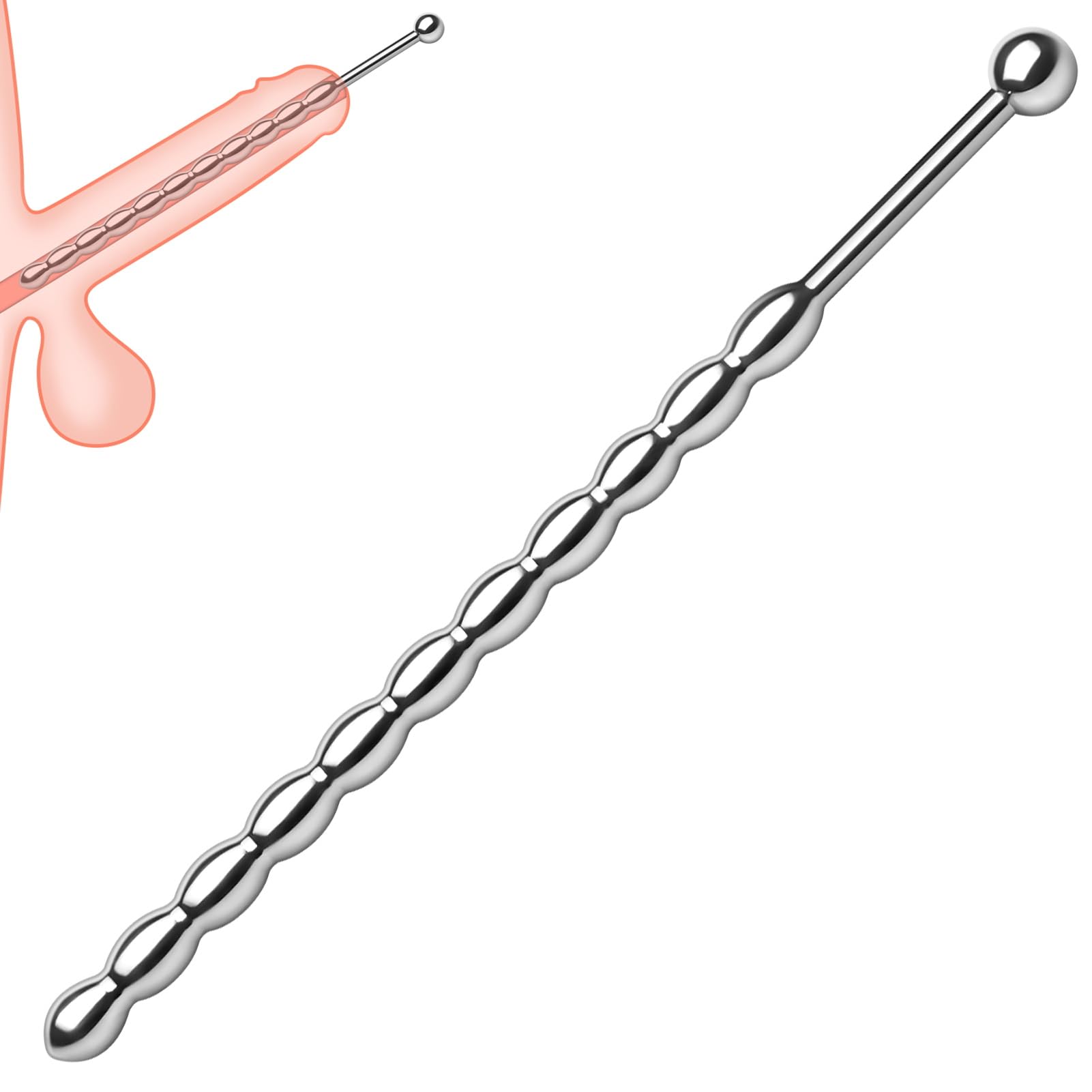 Premium Stainless Steel Urethral Sounds with Multi-Bead Design - Urethral Stimulation & Dilatation Toy for Men - Enhance Pleasure & Stretching - Perfect for Solo Play, BDSM, and Sensual Exploration