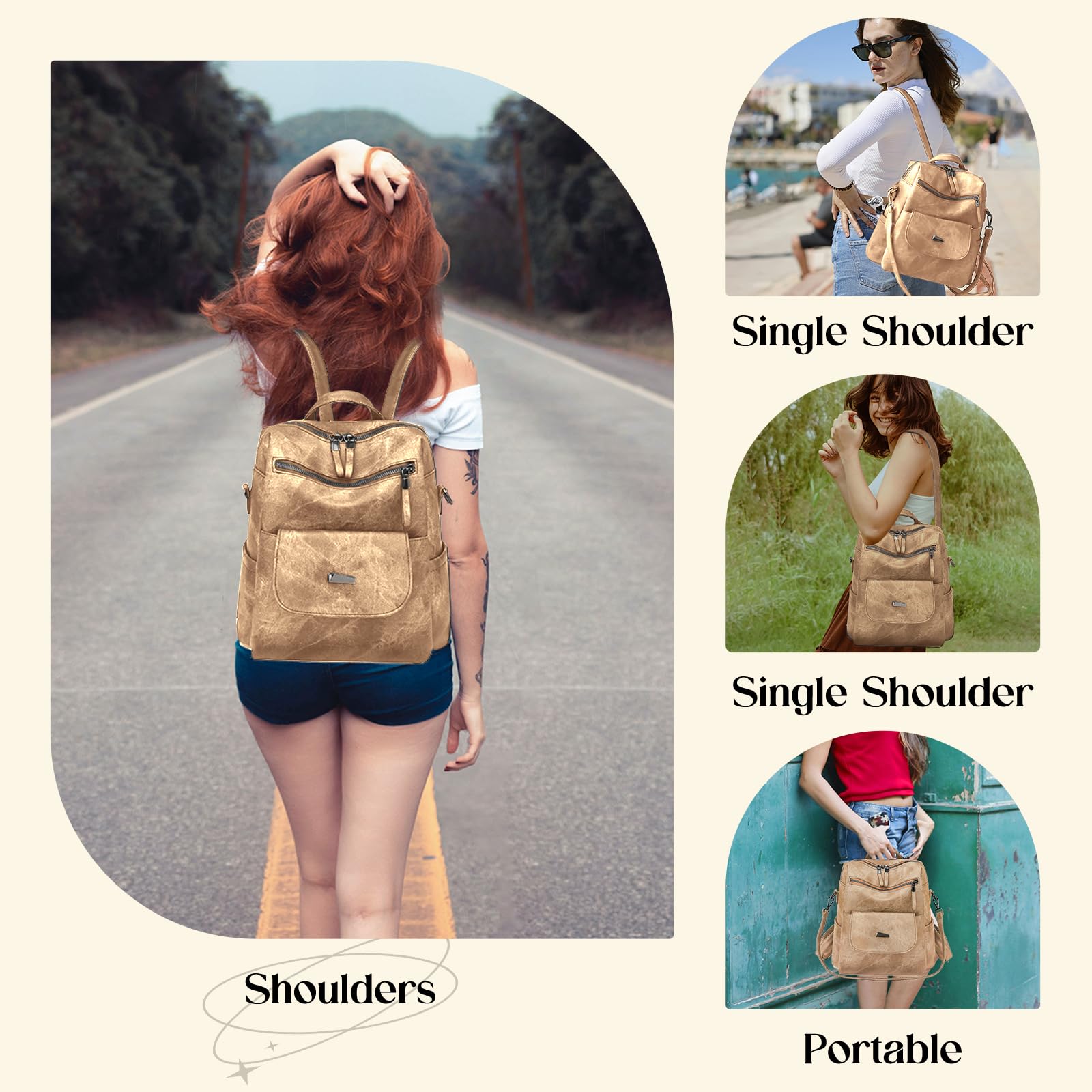 Women's Leather Backpack Purse - Small Waterproof Anti-Theft Shoulder Bag Handbag for Ladies | Perfect for Travel, Work & Daily Commute