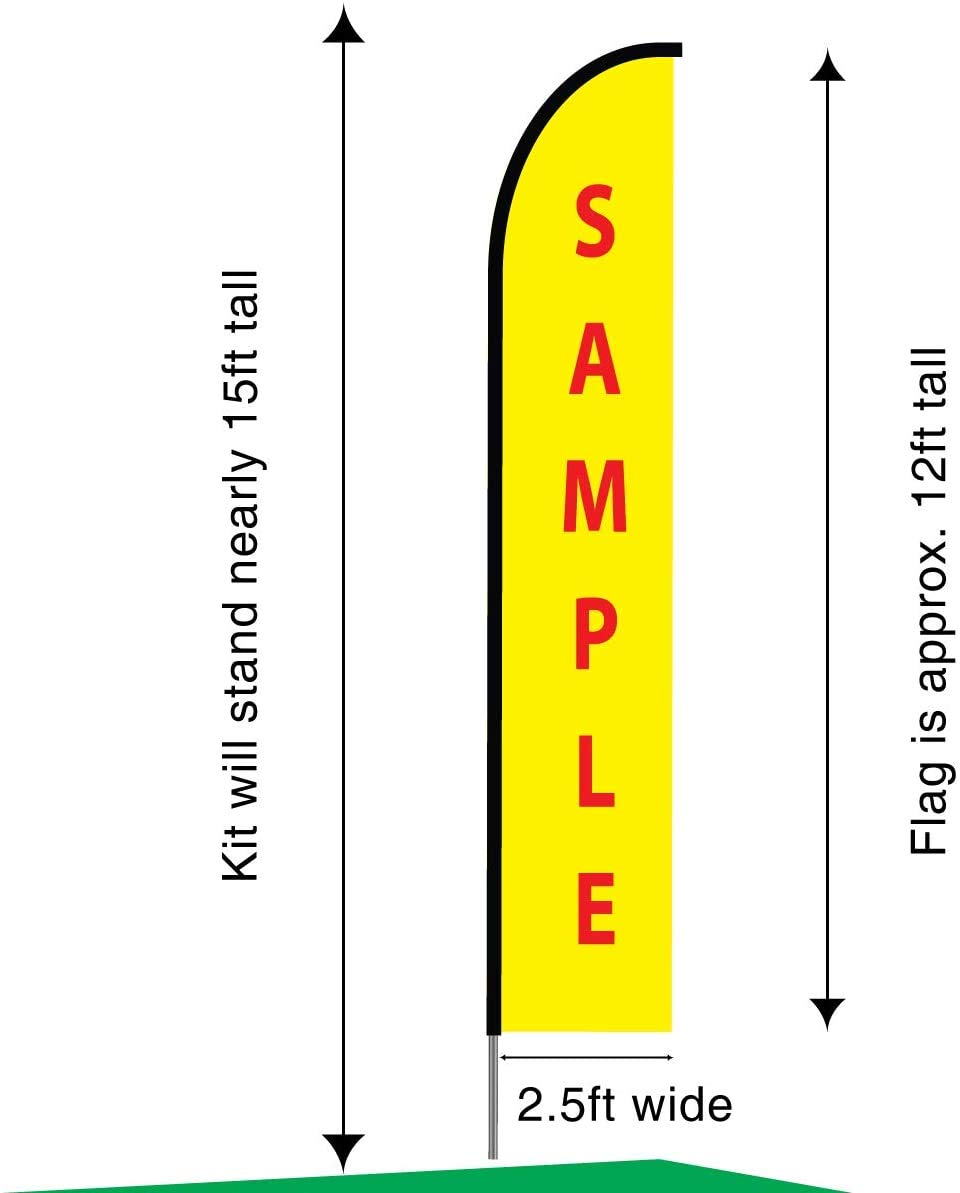 15ft Ice Cream Sign Banner Feather Flag with Complete Pole Kit - Outdoor Business & Store Advertising Display - Perfect for Ice Cream Shops, Food Trucks & Summer Events