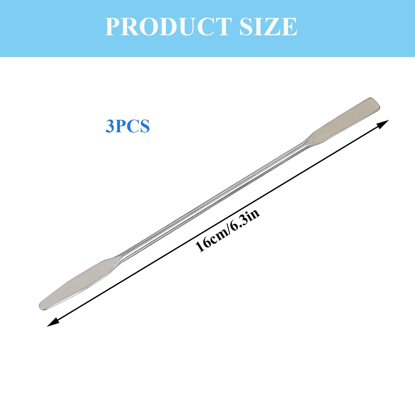 3 Pack Stainless Steel Lab Spatulas - Double Ended Micro Spatula with Tapered & Flat Ends for Laboratory, Science Experiments, Mixing Powders & Measuring Small Samples - Perfect for Chemistry, Baking & DIY Crafts
