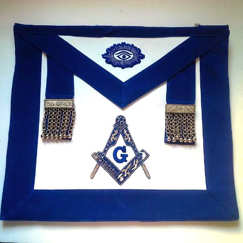MA-2 Master Mason Blue Velvet Apron with Silver Bullion Trim & Tassels - Perfect for Freemason Ceremonies, Lodge Events & Masonic Rituals