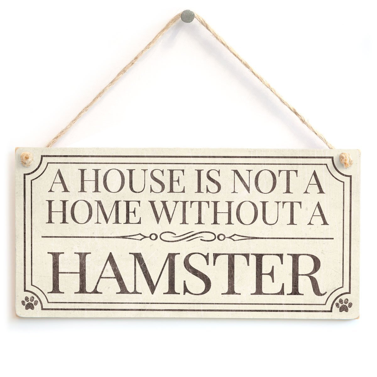 Meijiafei 'A House is Not A Home Without A Hamster' - 10x5 Inch Wooden Wall Plaque Decor for Hamster Lovers | Cute Pet Room Sign | Unique Gift for Hamster Owners | Perfect for Bedroom, Nursery & Pet-Themed Spaces