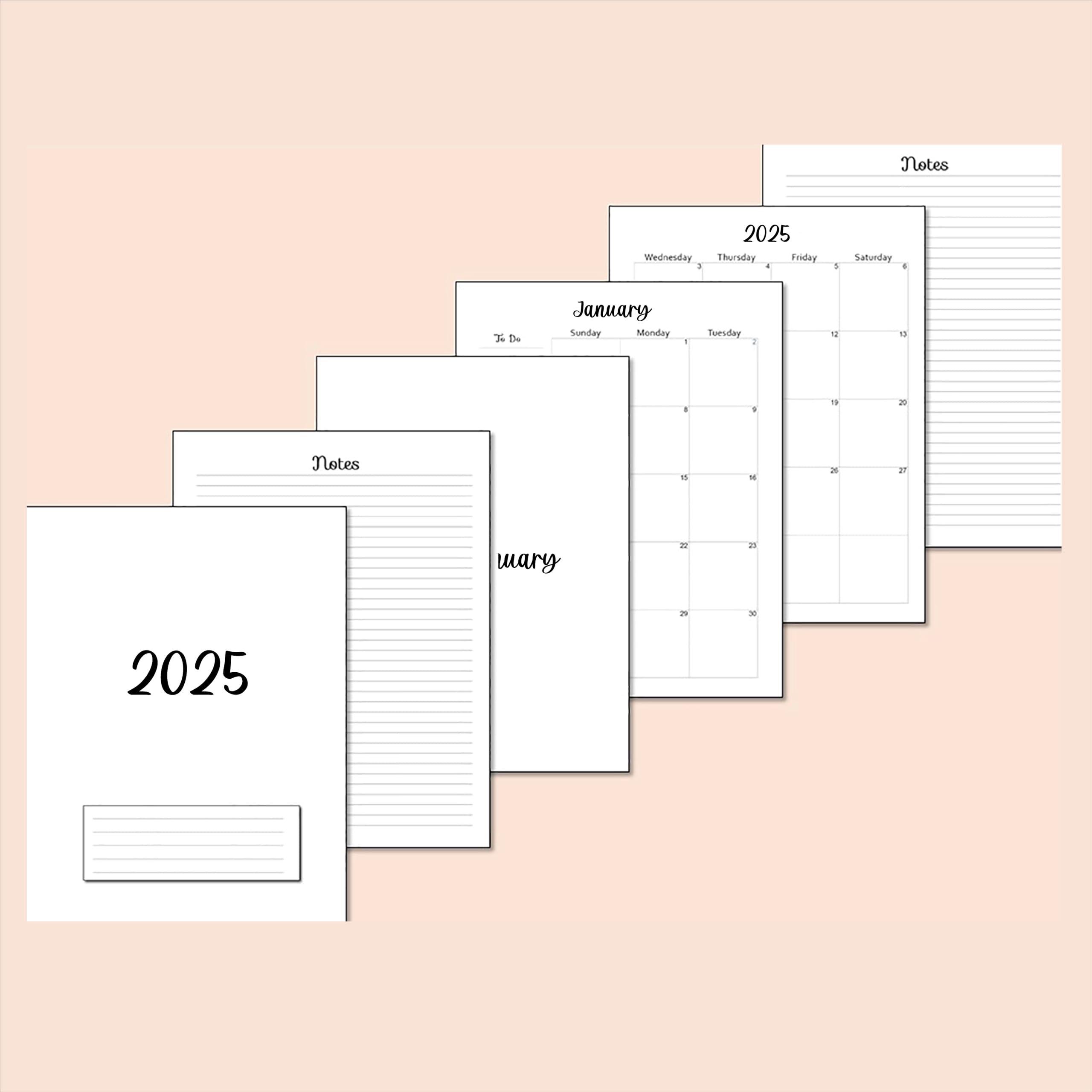 2025 Monthly Planner Refills for 9 Disc Happy Planners - 12 Month Loose-Leaf Calendar Inserts, 7x9.25 Inch Minimalist Design - Perfect for Home Office, School & Personal Organization