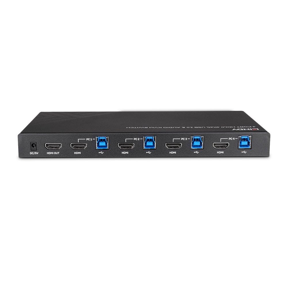 4K60 HDMI KVM Switch with 4 Ports, USB 3.0 & Audio Support - Perfect for Multi-Device Home Office & Gaming Setup