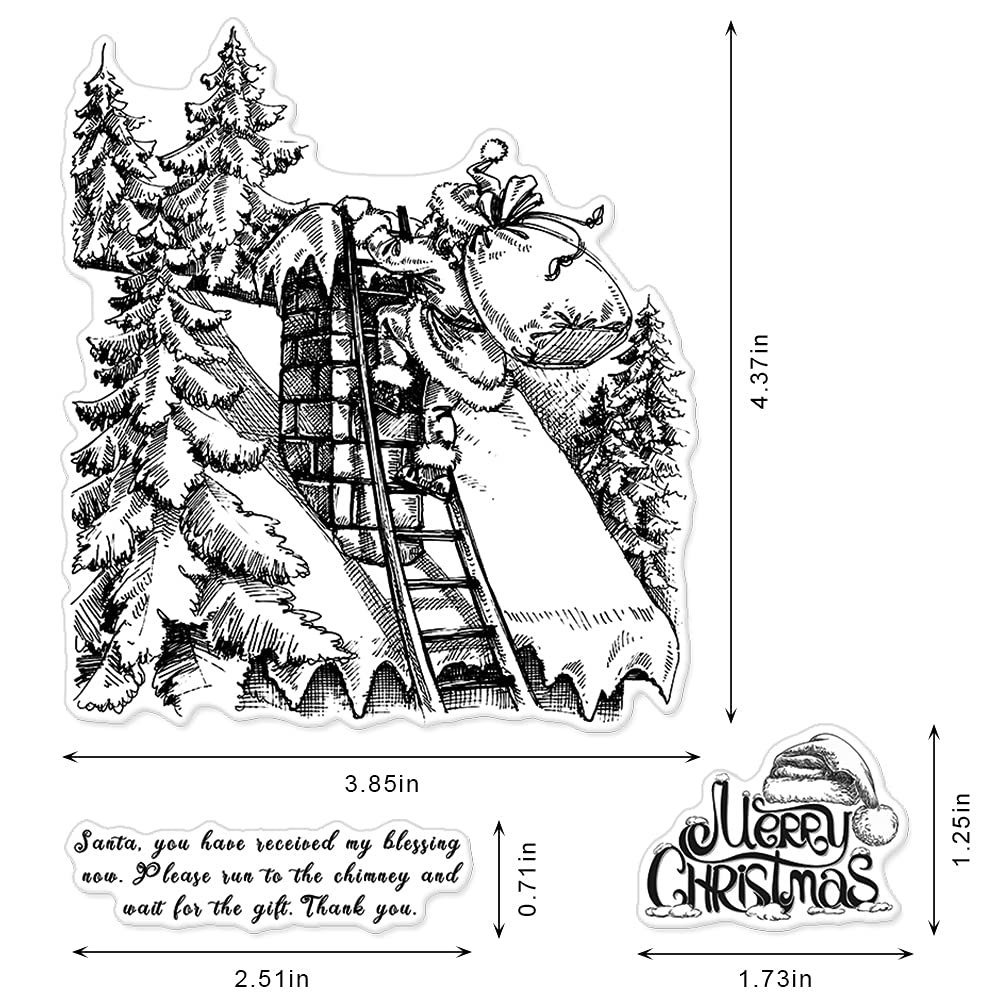 Christmas Clear Rubber Stamps Set - Santa Claus, Holiday Sentiments & Winter Forest Designs for DIY Greeting Cards, Scrapbooking & Gift Wrapping | Perfect for Holiday Crafts, Party Decorations & Festive DIY Projects