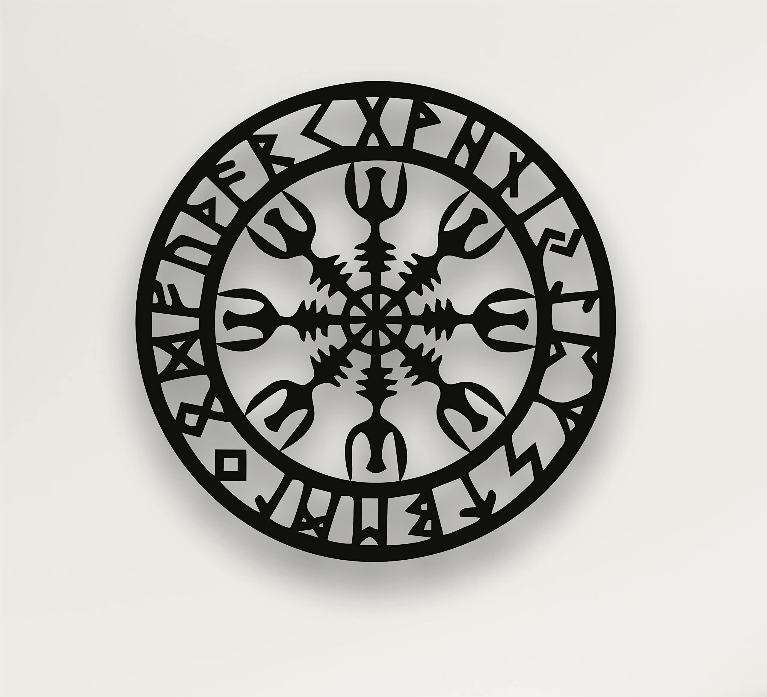 Viking Metal Wall Art - Nordic Mythology Vegvisir Runes & Symbols Decor - 18