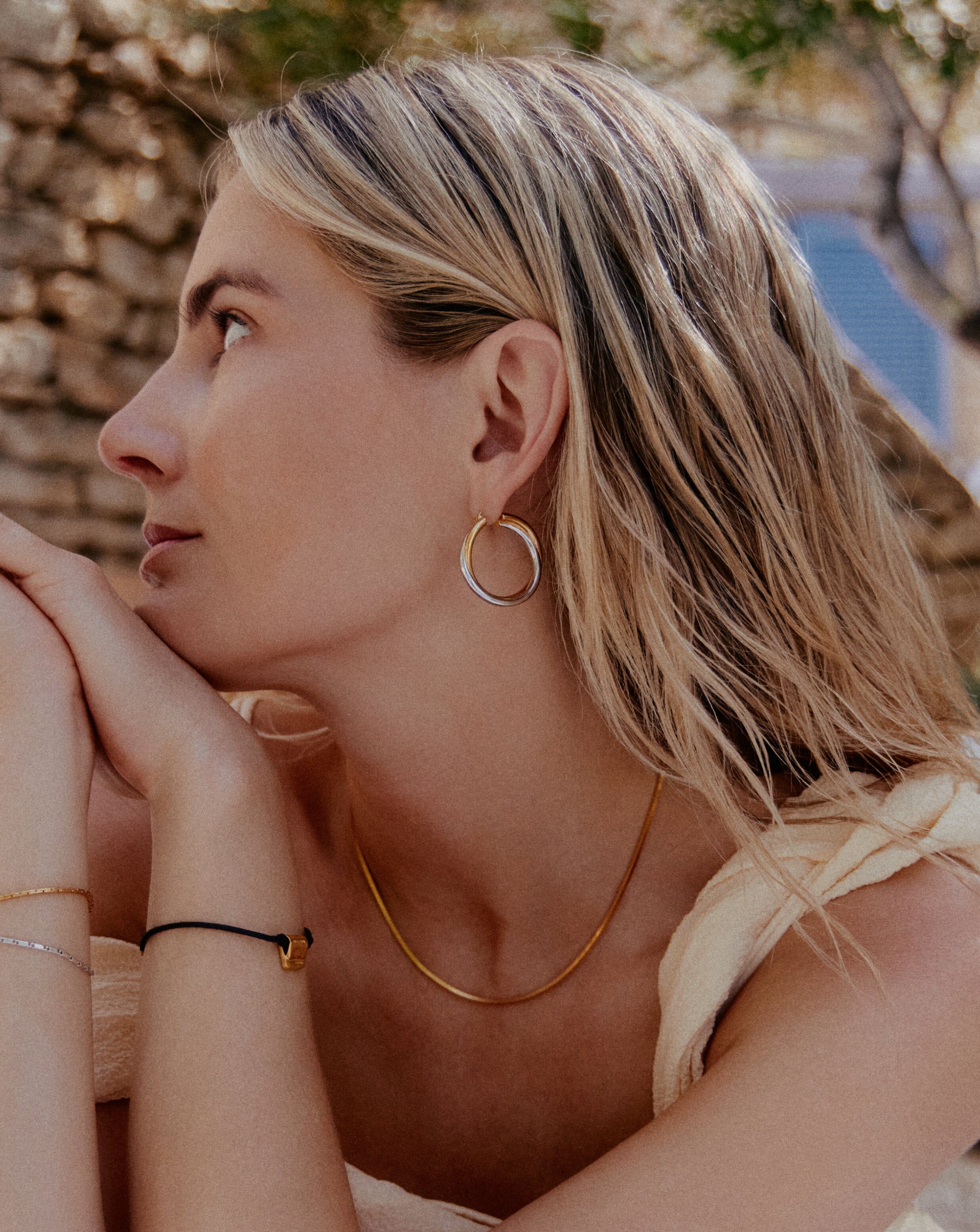 Lucy Williams Entwine Large Hoop Earrings | Mixed Metal Gold & Silver Statement Earrings for Women | Boho Chic Jewelry for Everyday Wear & Special Occasions