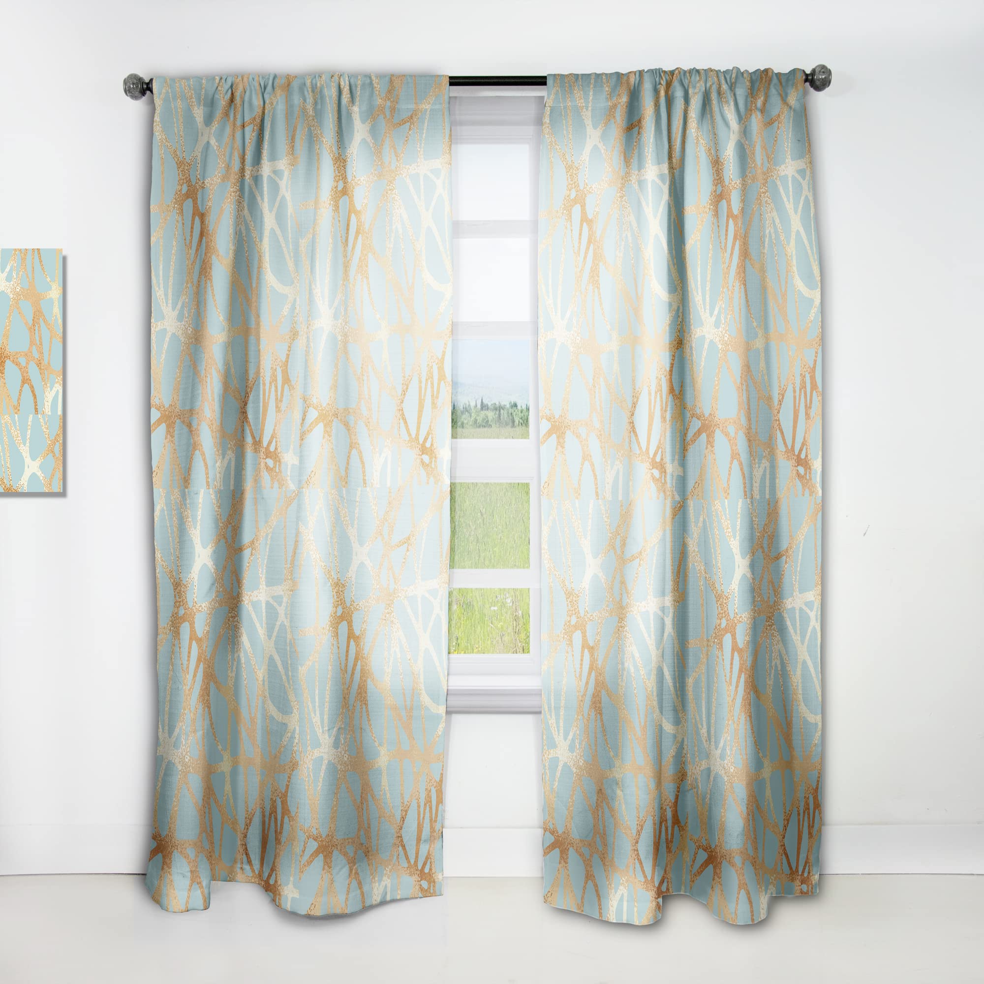 Golden Luxury Metallic Geometrics IV Thermal Insulated Curtains - 52x108 Single Panel for Bedroom & Living Room - Elegant Drapes for Home Decor, Blackout & Energy Saving