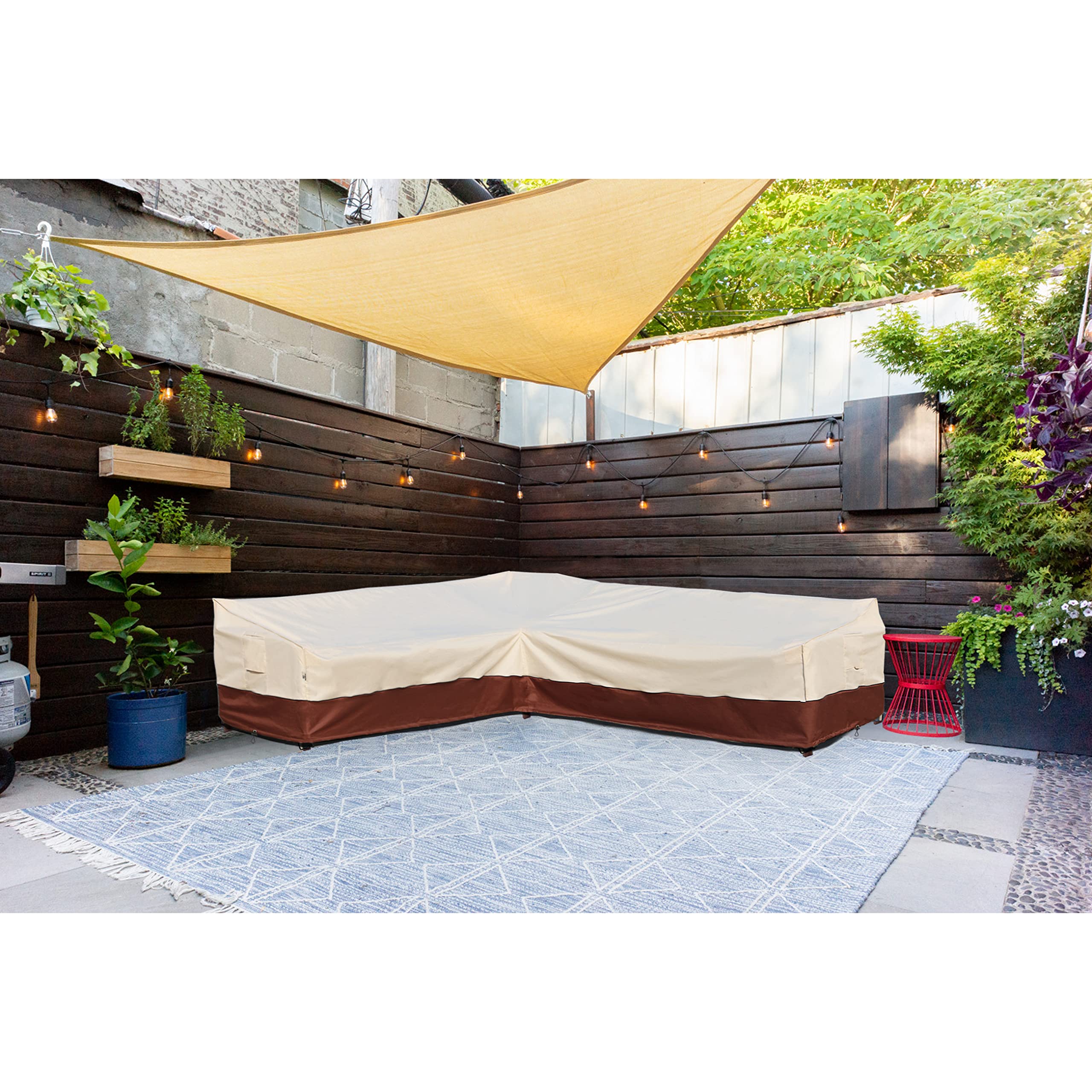 **Waterproof 600D Heavy Duty Outdoor Sectional Sofa Cover - L-Shaped Left Facing (90''X120'') - UV Resistant & Rip-Stop Patio Furniture Cover with Air Vents for Garden, Deck, and Backyard Protection**