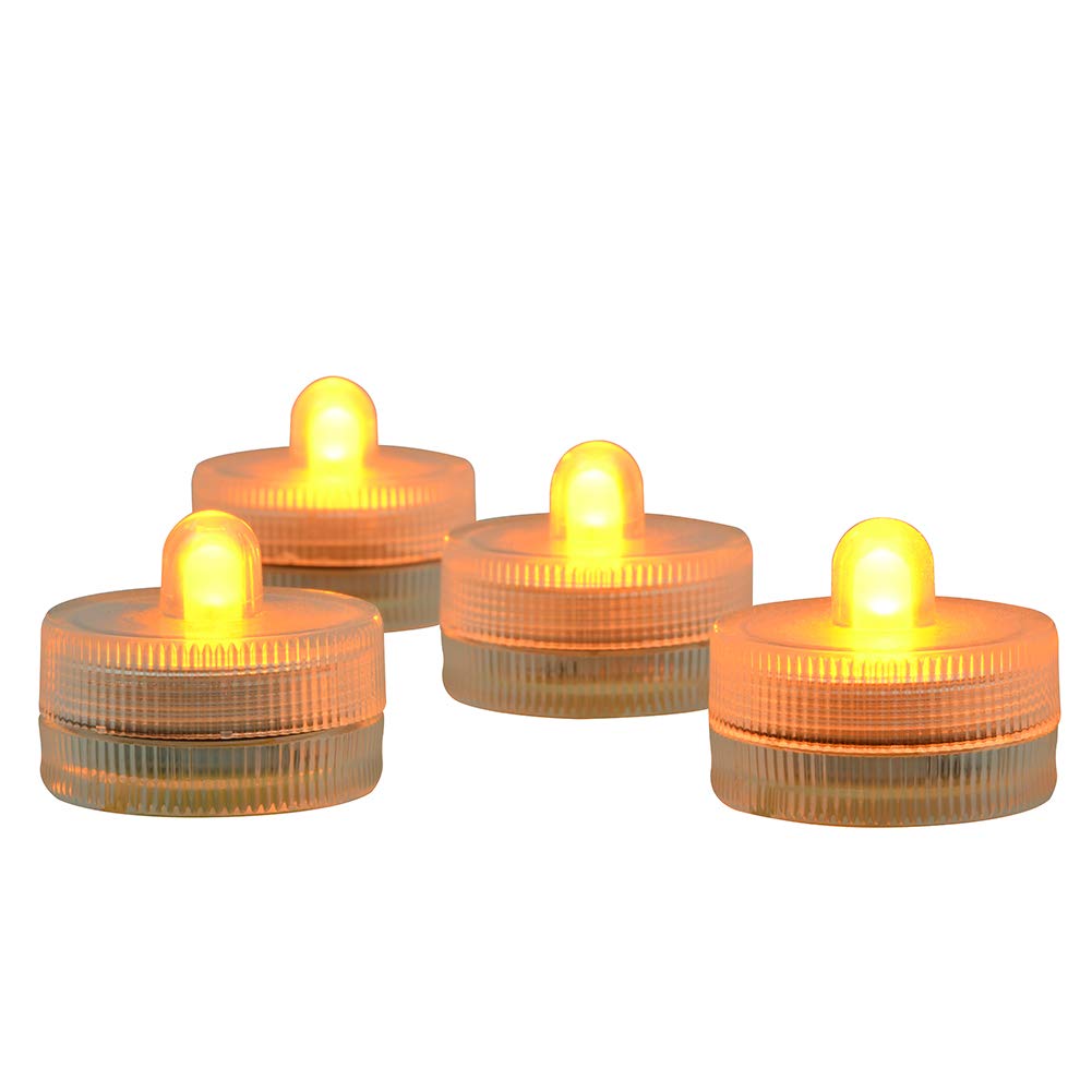 10-Pack Waterproof Submersible LED Tea Lights - Battery Operated with CR2032, 3CM Decorative Lights for Wedding Centerpieces, Holiday & Christmas Decor (Yellow) | Perfect for Table Settings, Floral Arrangements & Underwater Displays