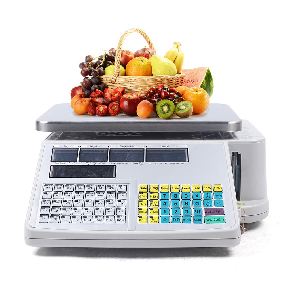 66LB 30KG Digital Price Computing Scale with Printer - Portable Commercial Food Scale for Meat, Kitchen, Deli, Supermarket & Retail Stores - Accurate Weighing Solution for Groceries, Butcher Shops & Farmers Markets (US Stock)