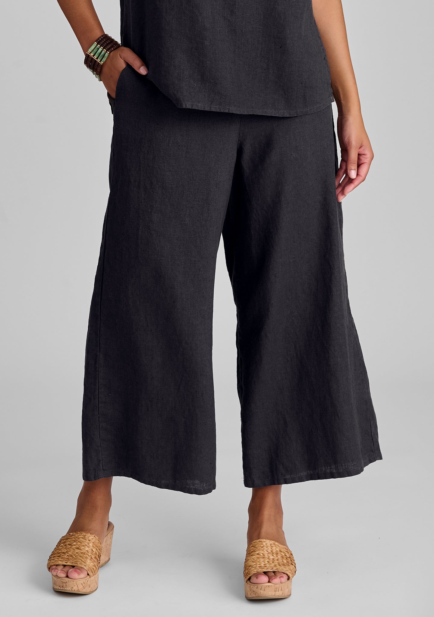 Sociable Flood Wide Leg Linen Pants for Women - Breathable Summer Casual Pants | Beach Vacation, Yoga, Lounge Wear - FINAL SALE