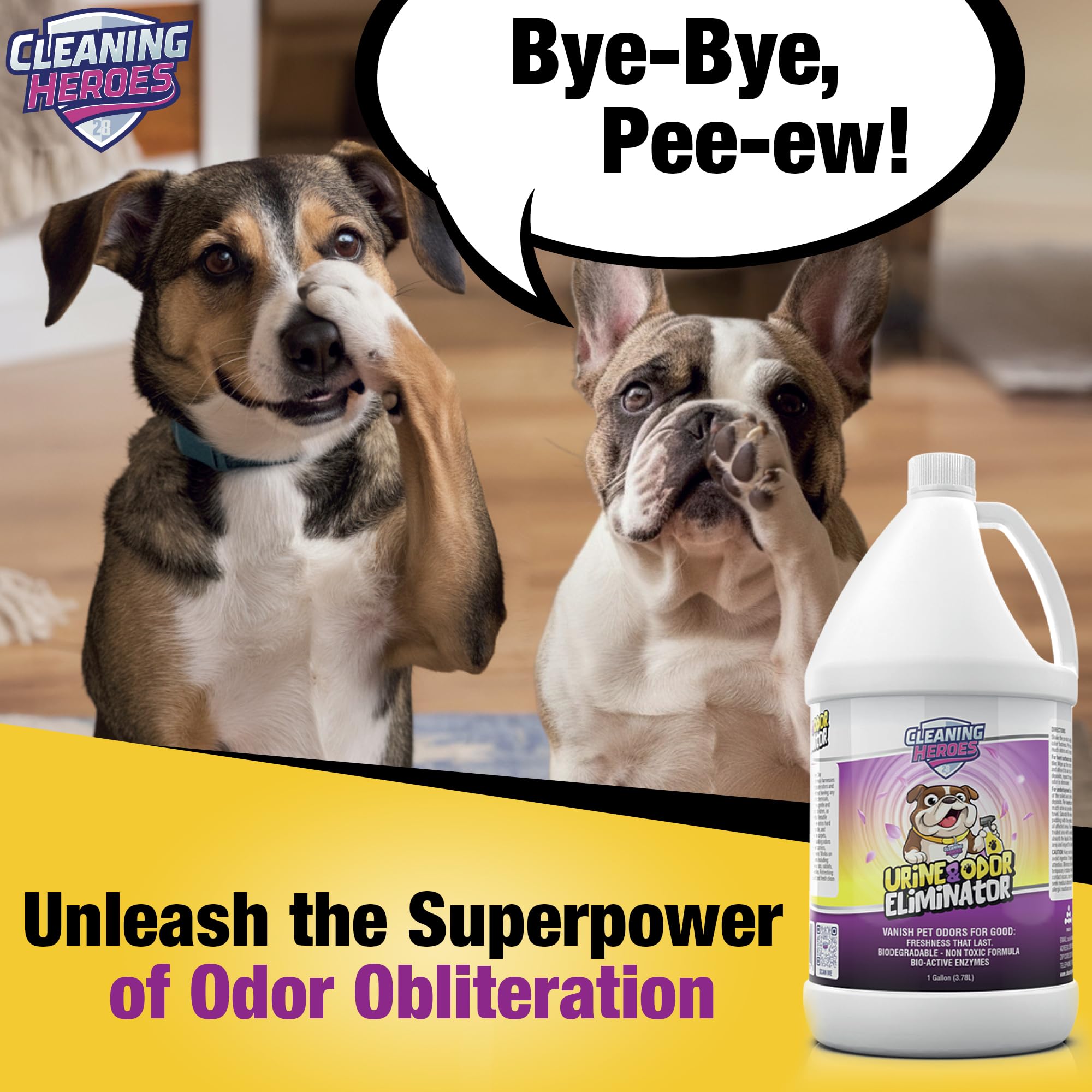 Pet Odor Eliminator Spray - 128oz Enzyme Cleaner for Cat & Dog Urine | Carpet, Tile & Wood Deodorizer for Home Use