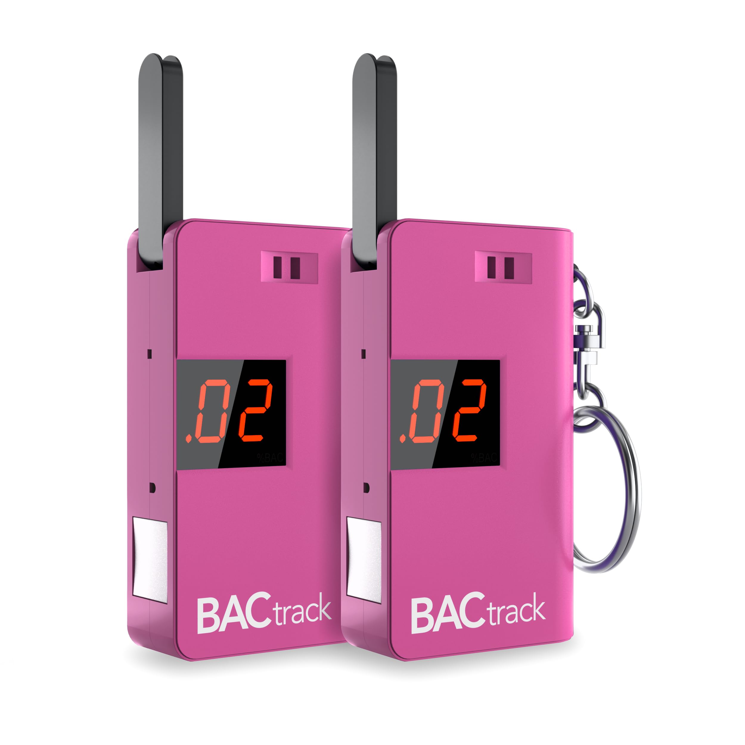 BACtrack Keychain Breathalyzer - Pink (2 Pack) | Ultra-Portable Alcohol Tester for Personal & Professional Use | Perfect for Parties, Travel, and Workplace Safety