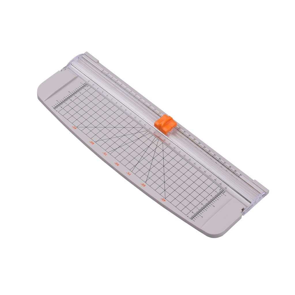 Portable Walnut A4 Paper Trimmer - 12 Inch Paper Cutter for Crafting, Scrapbooking, Photos & Laminated Documents - Compact 14.6 x 5 x 1.2 Inch Cutting Machine (White) - Perfect for Office, School Projects & DIY Card Making