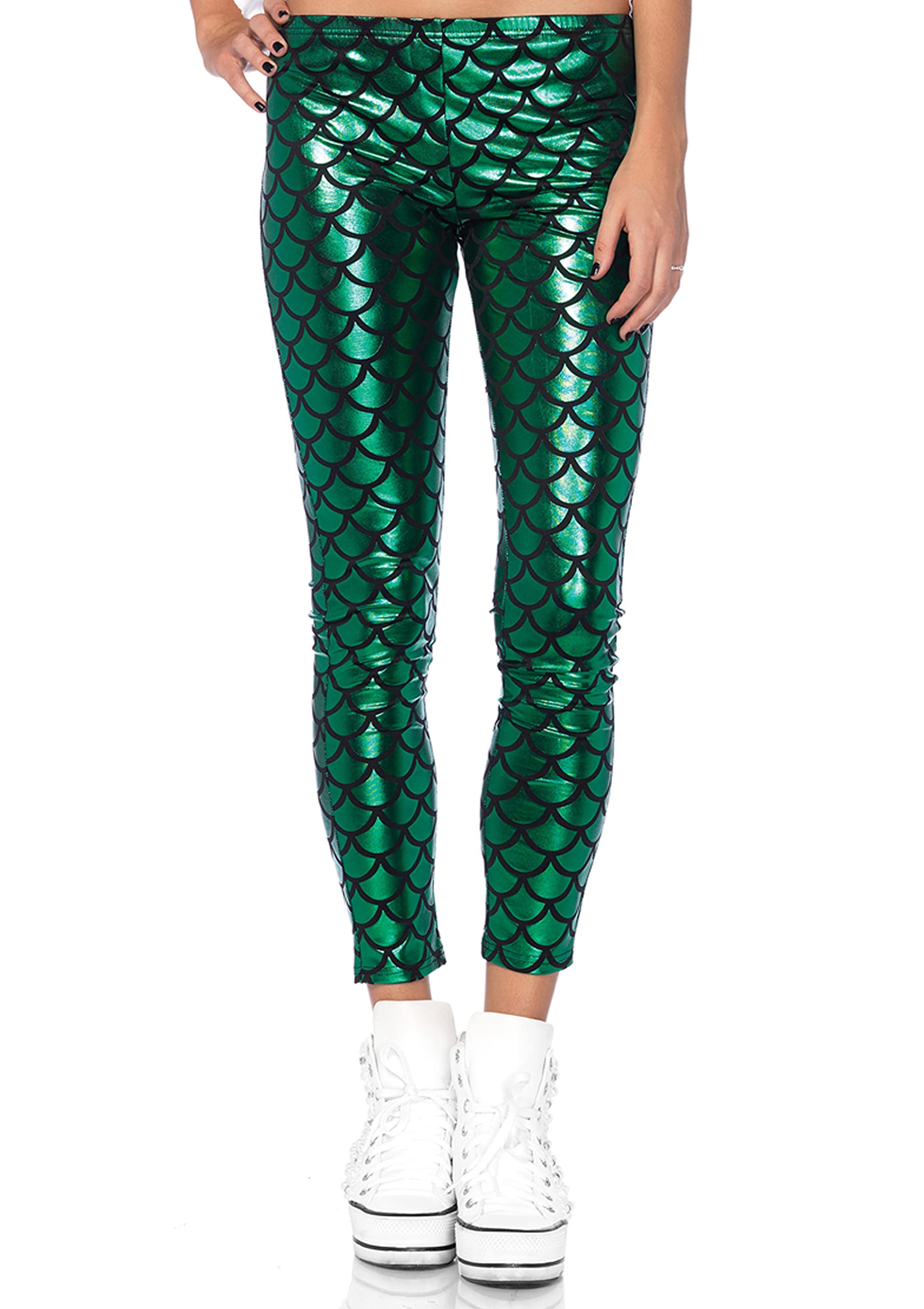 Leg Avenue Women's Mermaid Scale Leggings - High Waisted Shiny Sequin Yoga Pants for Dance, Costume & Cosplay - Perfect for Halloween, Party & Performance