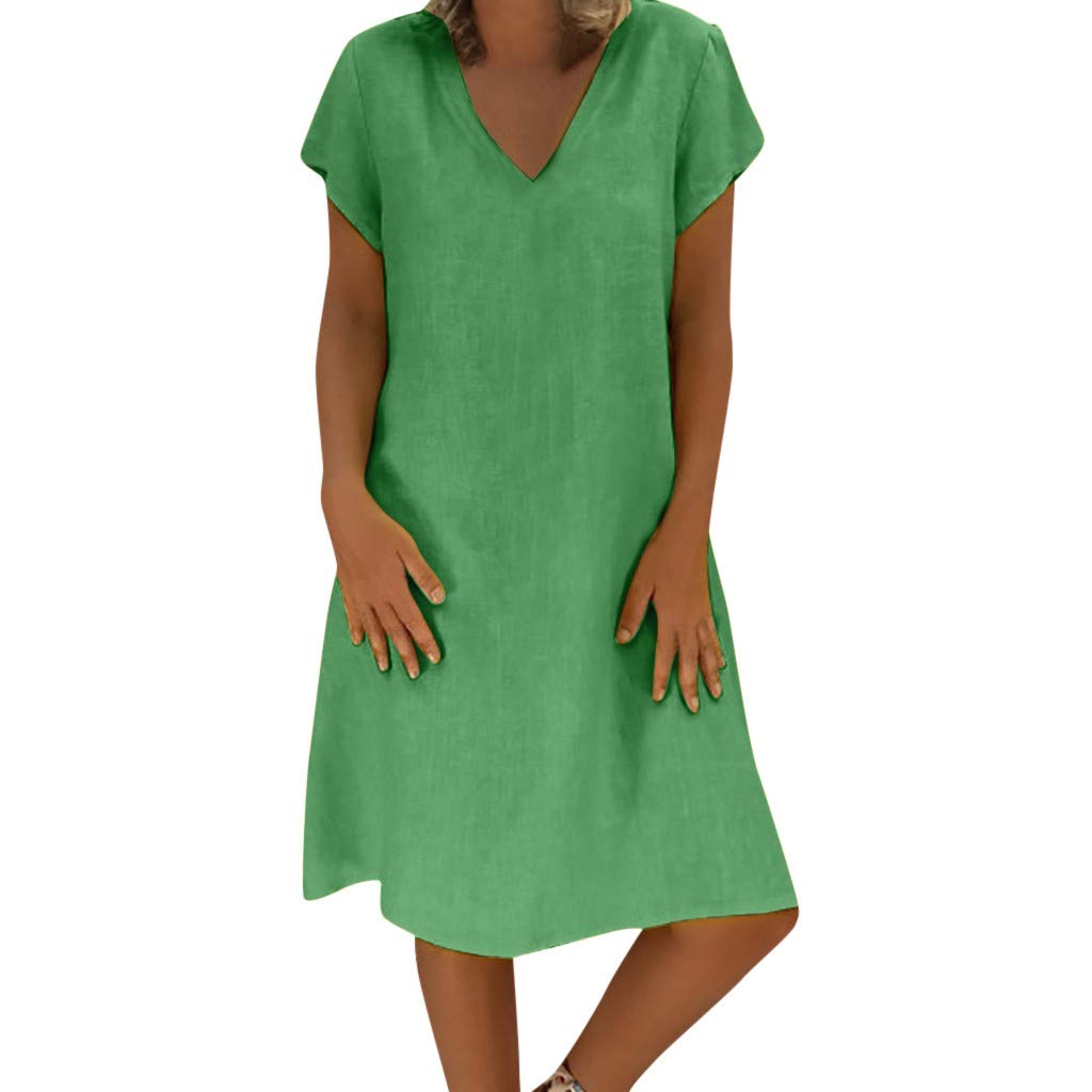 Kangguolai Women's Plus Size Midi Dress - Casual T-Shirt Style Cotton Summer Dress for Ladies | Perfect for Beach, Vacation & Everyday Wear