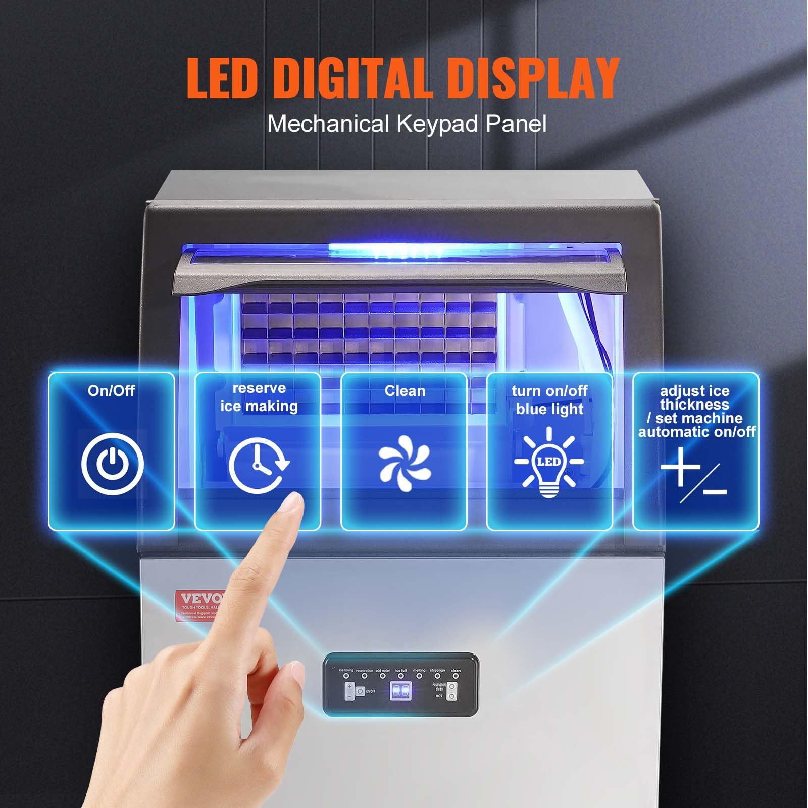 VEVOR Commercial Ice Maker Machine 160LBS/24H with 24LBS Storage - Fast 55 Ice Cubes in 12-15 Mins - Perfect for Bars, Restaurants, Home & Office Use - Countertop Ice Machine for Cocktails, Beverages & Food Display